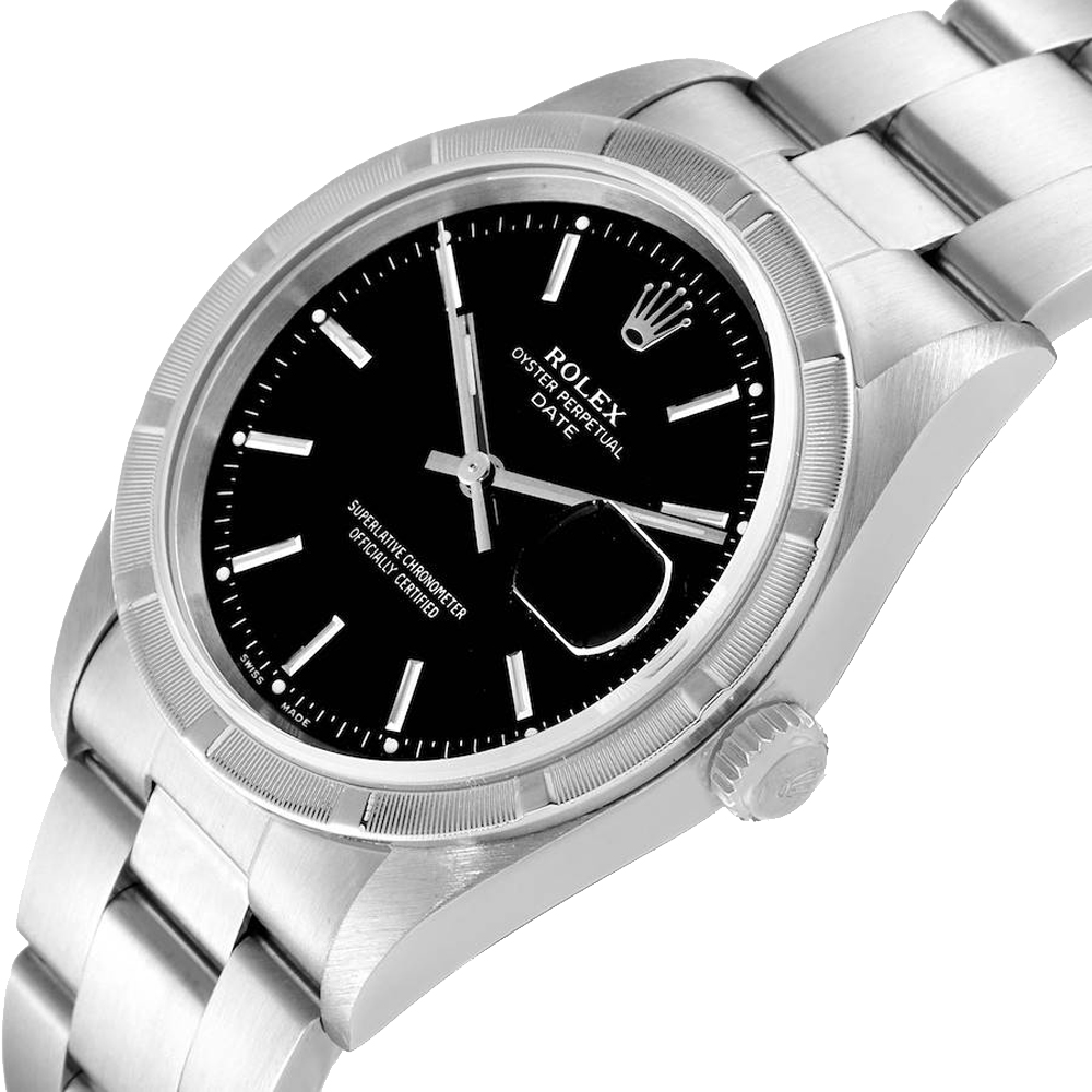 Rolex Black Stainless Steel Oyster Perpetual Date 15210 Men's Wristwatch 34 MM
Rolex Black Stainless Steel Oyster Perpetual Date 15210 Men's Wristwatch 34 MM