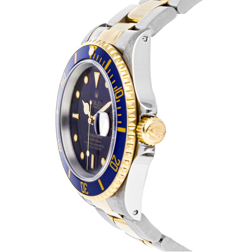 Rolex Blue 18K Yellow Gold and Stainless Steel Submariner 16613 Men's Wristwatch 40 mm
Rolex Blue 18K Yellow Gold and Stainless Steel Submariner 16613 Men's Wristwatch 40 mm