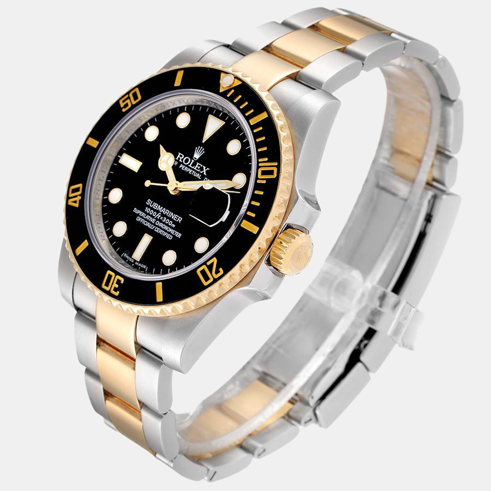 Rolex Black 18K Yellow Gold And Stainless Steel Submariner 116613 Automatic Men's Wristwatch 40 Mm