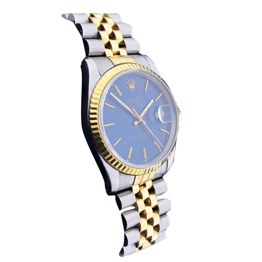 Rolex Blue 18K White Gold And Stainless Steel Datejust 16233 Men's Wristwatch 36 MM
Rolex Blue 18K White Gold And Stainless Steel Datejust 16233 Men's Wristwatch 36 MM