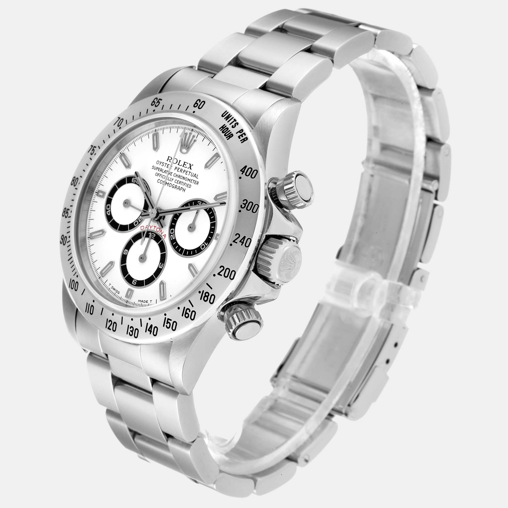 Rolex White Stainless Steel Cosmograph Daytona 116520 Automatic Men's Wristwatch 40 Mm