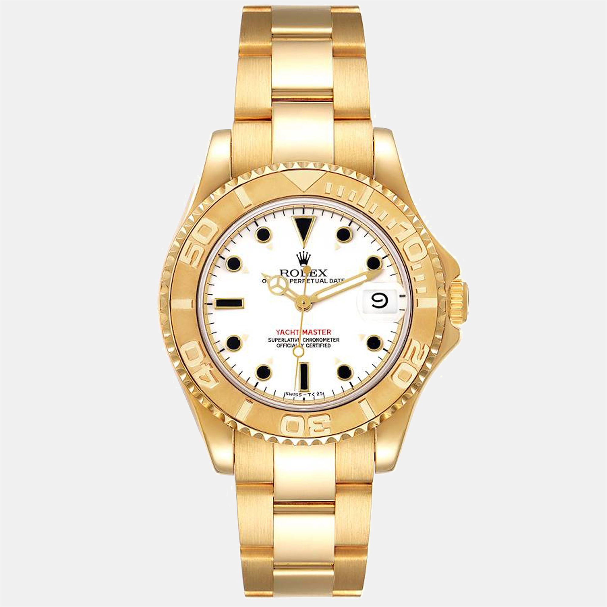Rolex white yellow gold yacht-master 68628 automatic men's wristwatch 35 mm