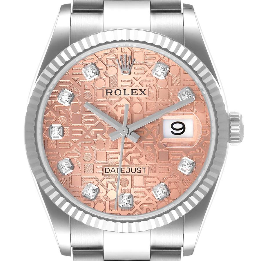Rolex Pink Diamonds 18K White Gold And Stainless Steel Datejust 126234 Automatic Men's Wristwatch 36 Mm