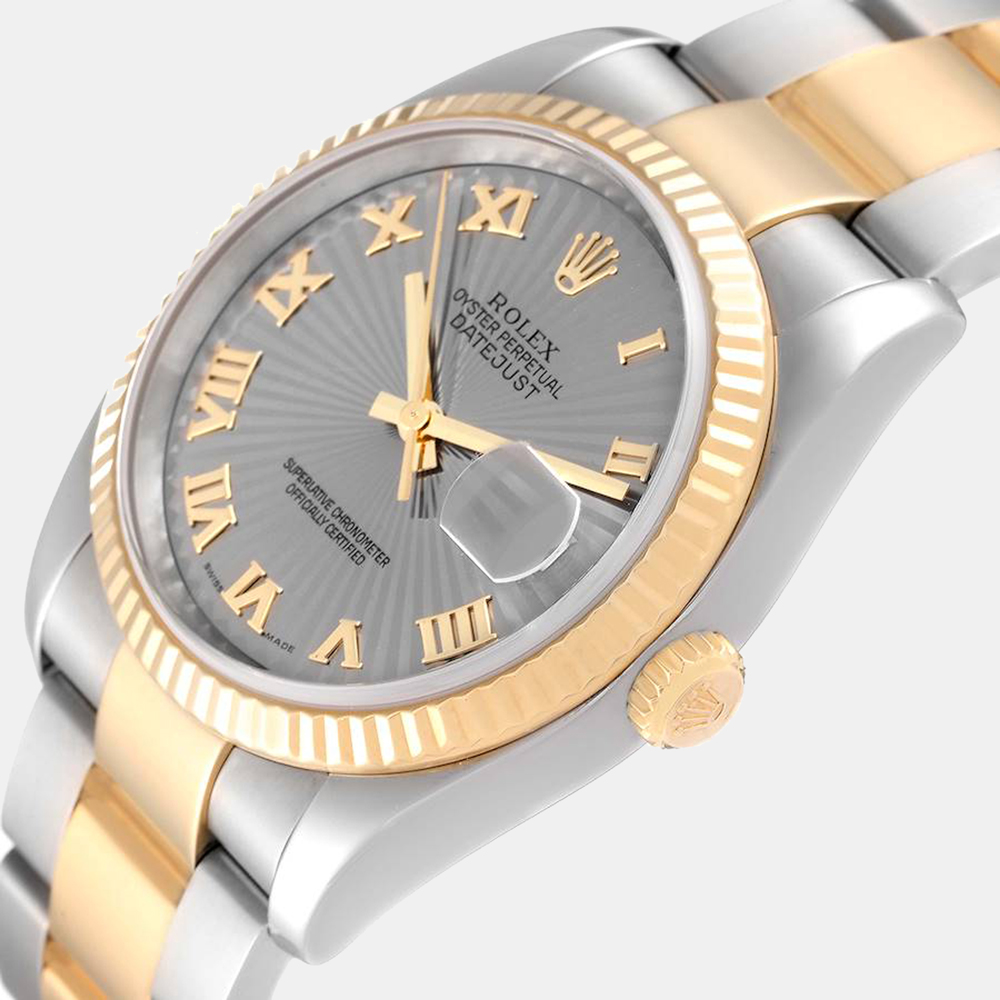Rolex Grey 18k Yellow Gold And Stainless Steel Datejust 16233 Automatic Men's Wristwatch 36 mm
Rolex Grey 18k Yellow Gold And Stainless Steel Datejust 16233 Automatic Men's Wristwatch 36 mm