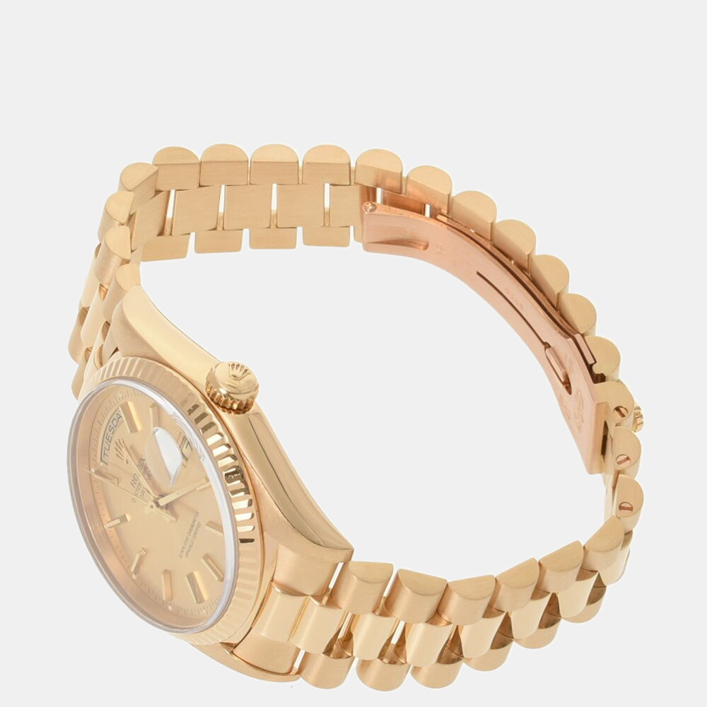 Rolex Champagne 18K Yellow Gold Day-Date 18238 Automatic Men's Wristwatch 36 mm
Rolex Champagne 18K Yellow Gold Day-Date 18238 Automatic Men's Wristwatch 36 mm