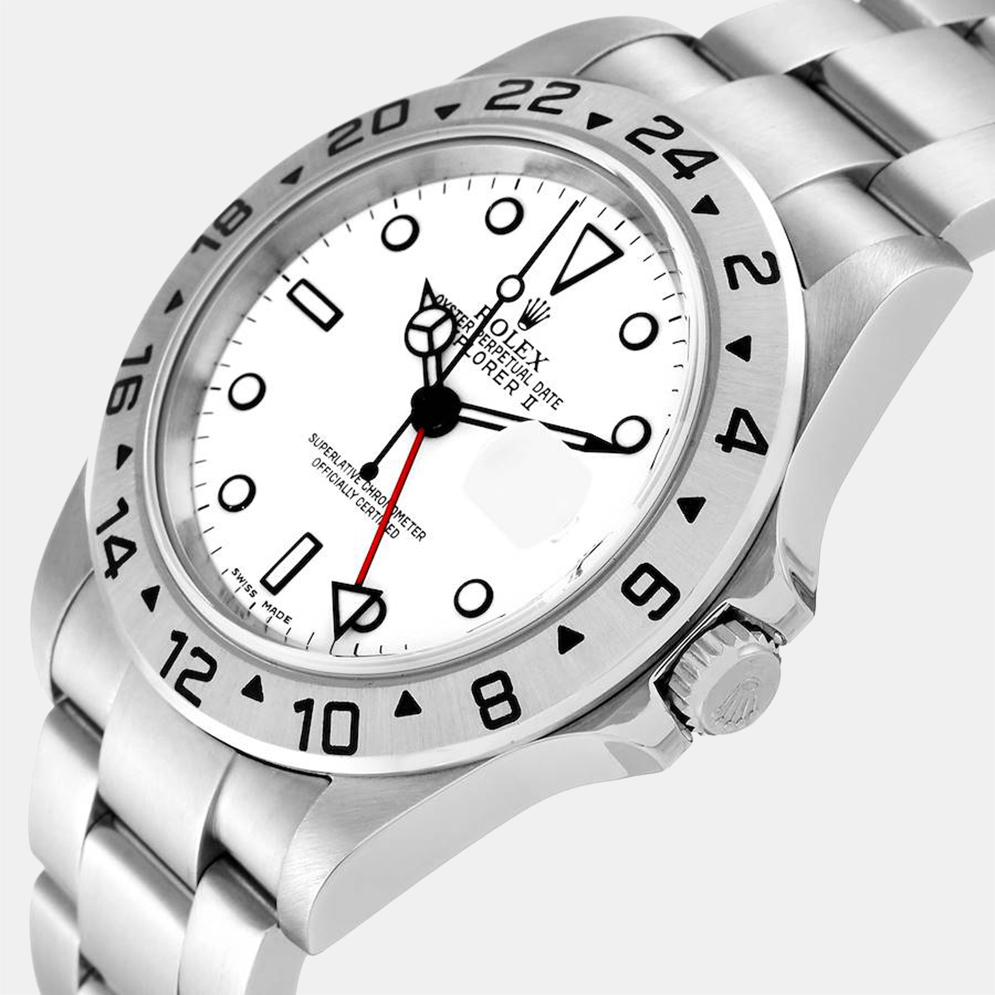 Rolex White Stainless Steel Explorer II 16570 Automatic Men's Wristwatch 40 mm
Rolex White Stainless Steel Explorer II 16570 Automatic Men's Wristwatch 40 mm