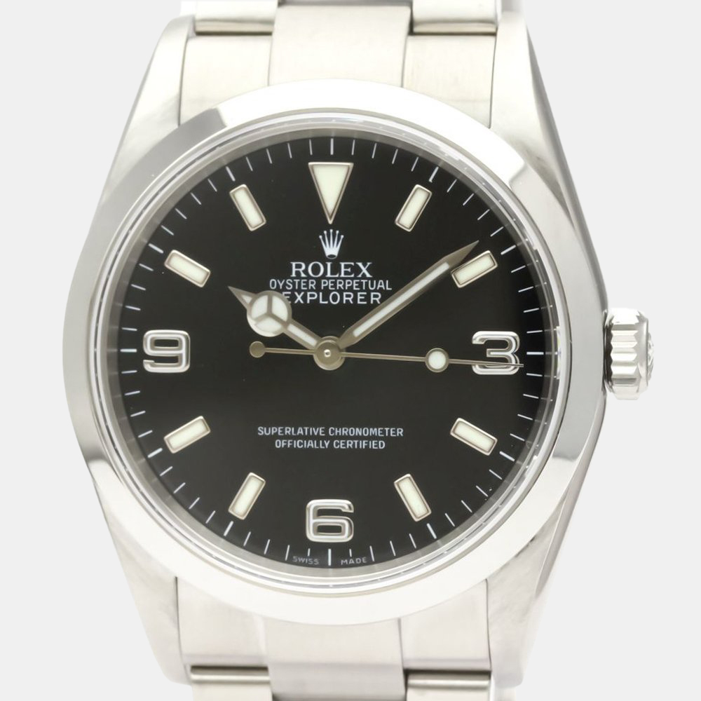 Rolex Black Stainless Steel Explorer I 114270 Automatic Men's Wristwatch 36 mm
Rolex Black Stainless Steel Explorer I 114270 Automatic Men's Wristwatch 36 mm