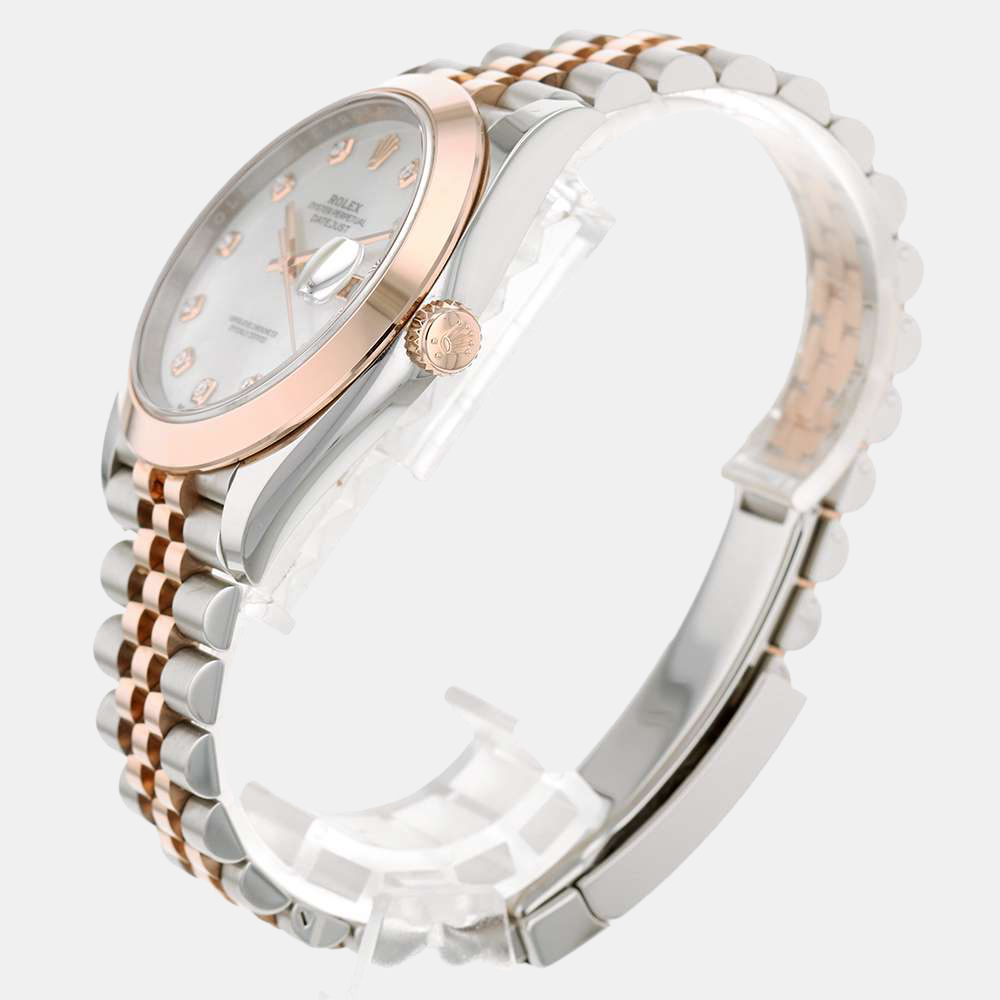 Rolex Mother of Pearl Diamond 18K Rose Gold And Stainless Steel Datejust 126301NG Automatic Men's Wristwatch 41 mm, Silver
Rolex Mother of Pearl Diamond 18K Rose Gold And Stainless Steel Datejust 126301NG Automatic Men's Wristwatch 41 mm, Silver