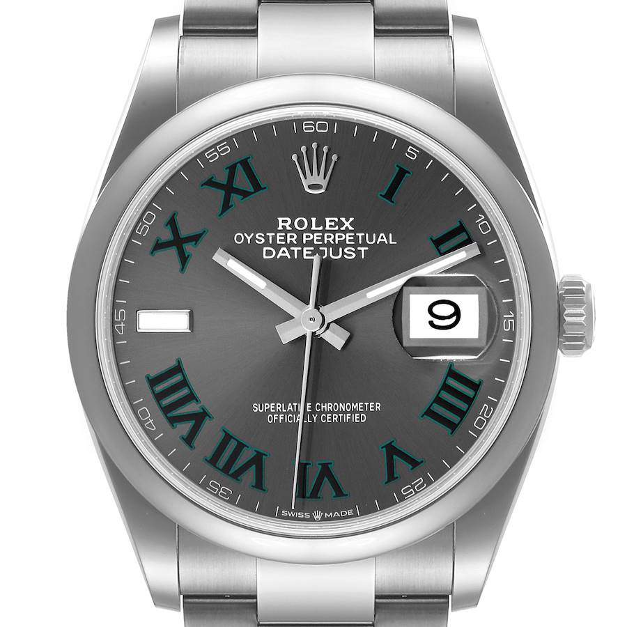 Rolex Grey Stainless Steel Datejust Wimbledon 126200 Automatic Men's Wristwatch 36 Mm