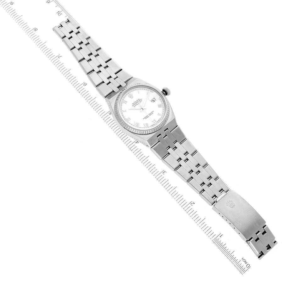 Rolex White Stainless Steel Oysterquartz Datejust 17014 Quartz Men's Wristwatch 36 Mm