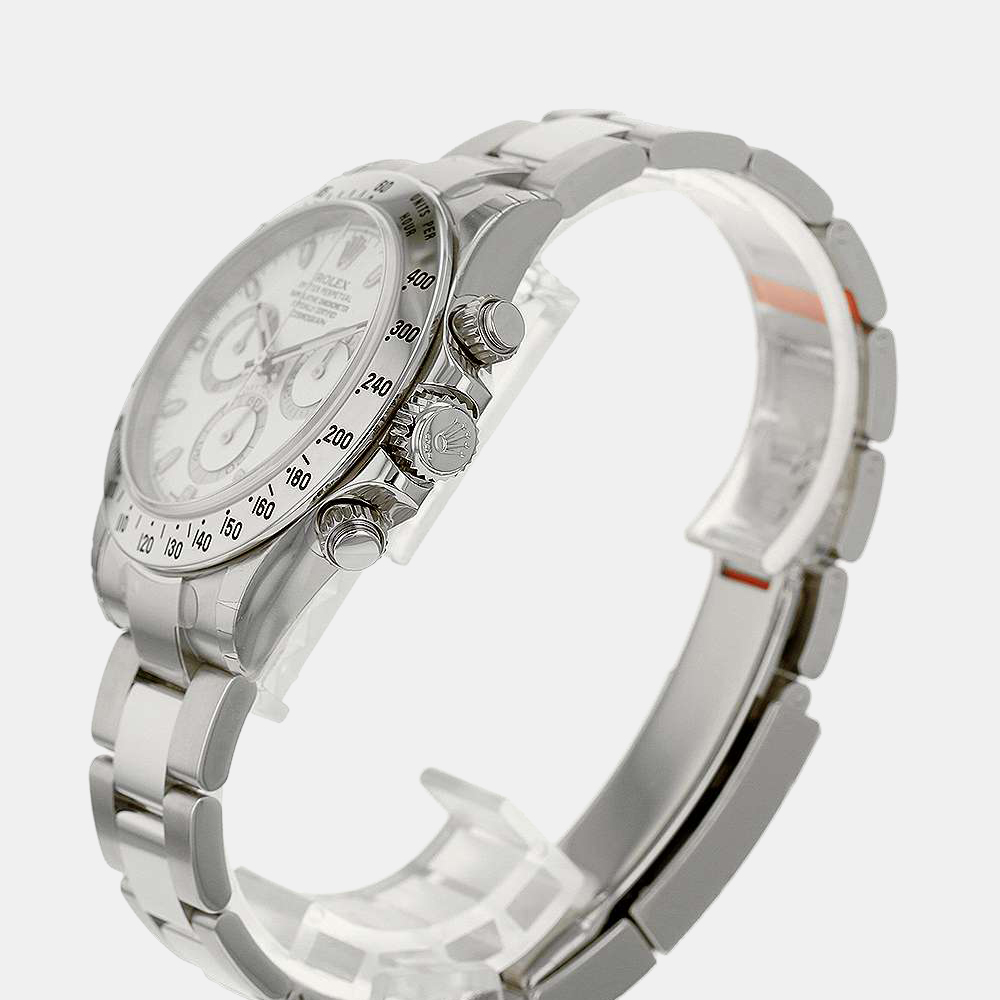 Rolex White Stainless Steel Cosmograph Daytona 116520 Automatic Men's Wristwatch 40 mm
Rolex White Stainless Steel Cosmograph Daytona 116520 Automatic Men's Wristwatch 40 mm