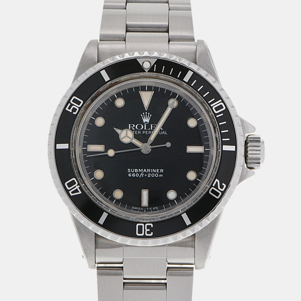 Rolex Black Stainless Steel Submariner 5513 Automatic Men's Wristwatch 40 Mm