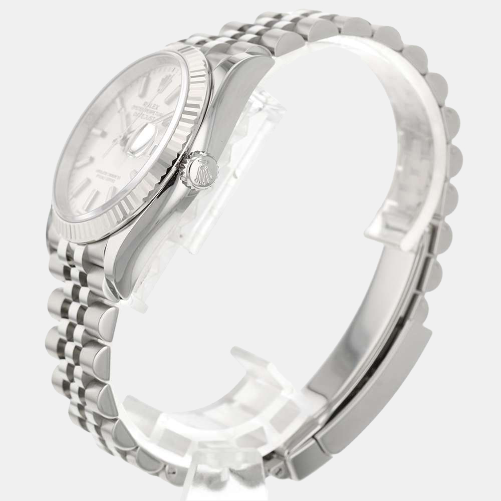 Rolex Silver 18k White Gold And Stainless Steel Datejust 126234 Automatic Men's Wristwatch 36 mm
Rolex Silver 18k White Gold And Stainless Steel Datejust 126234 Automatic Men's Wristwatch 36 mm