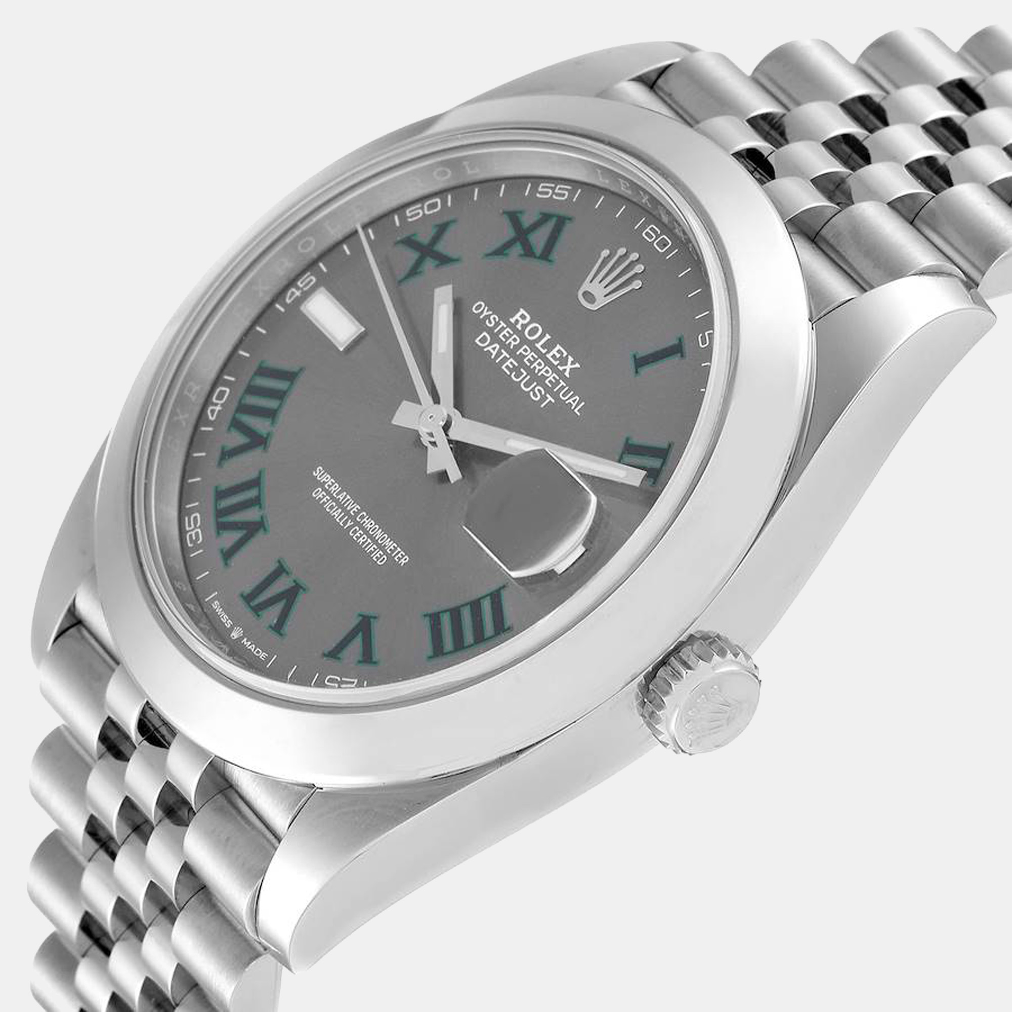 Rolex Grey Stainless Steel Datejust Wimbledon 126300 Automatic Men's Wristwatch 41 mm
Rolex Grey Stainless Steel Datejust Wimbledon 126300 Automatic Men's Wristwatch 41 mm