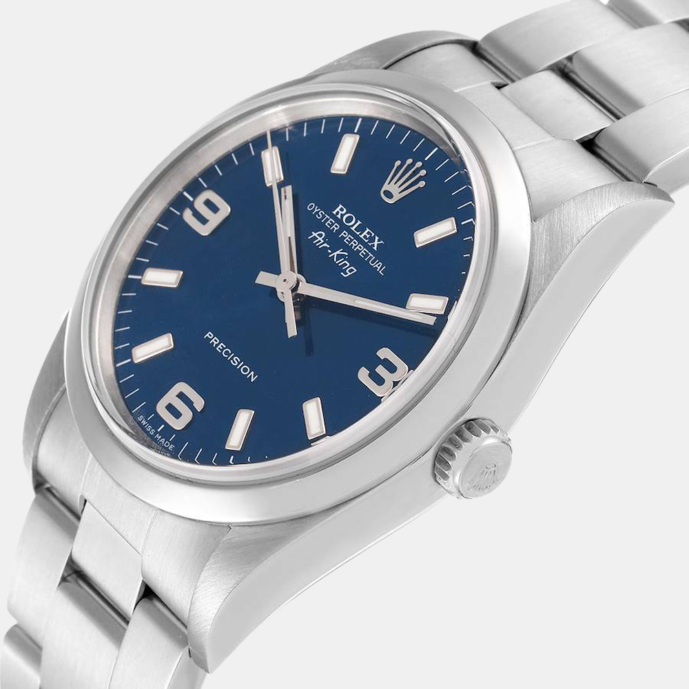 Rolex Blue Stainless Steel Air-King 14000 Automatic Men's Wristwatch 34 mm
Rolex Blue Stainless Steel Air-King 14000 Automatic Men's Wristwatch 34 mm
