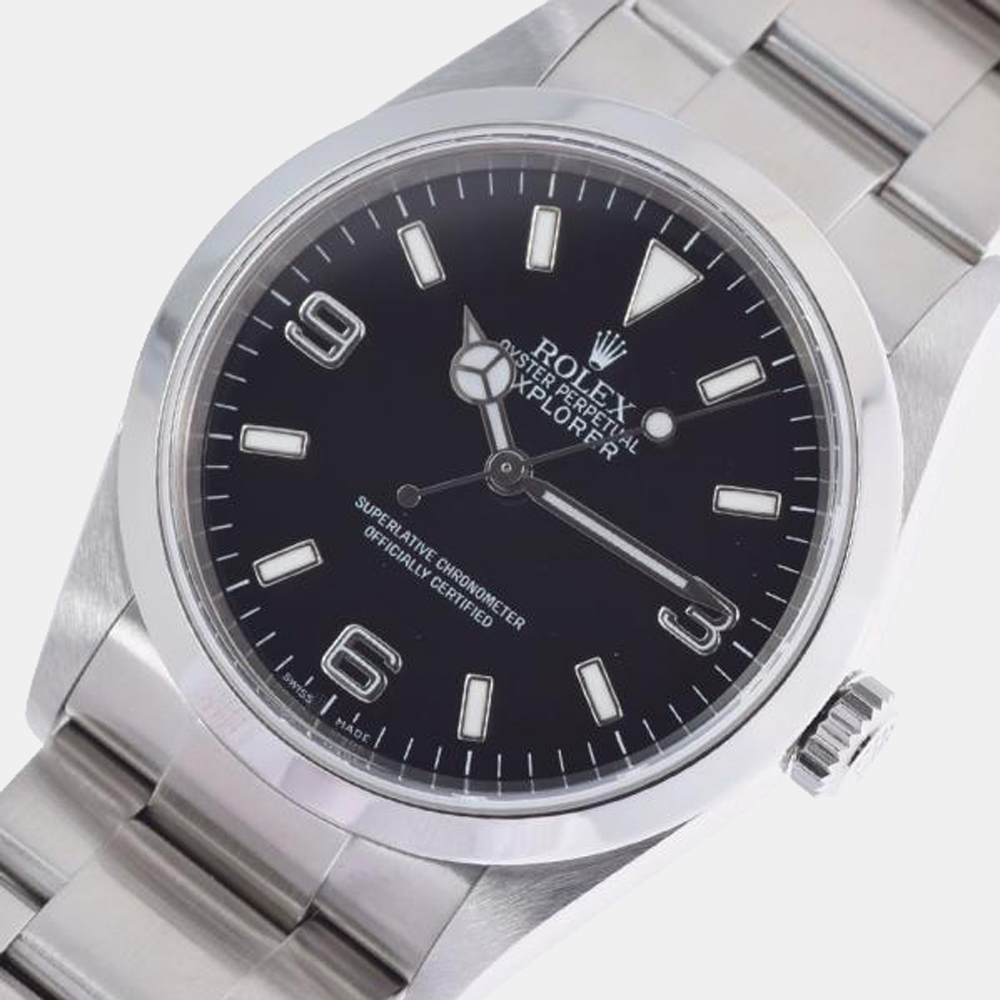 Rolex Black Stainless Steel Explorer 114270 Automatic Men's Wristwatch 36 mm
Rolex Black Stainless Steel Explorer 114270 Automatic Men's Wristwatch 36 mm