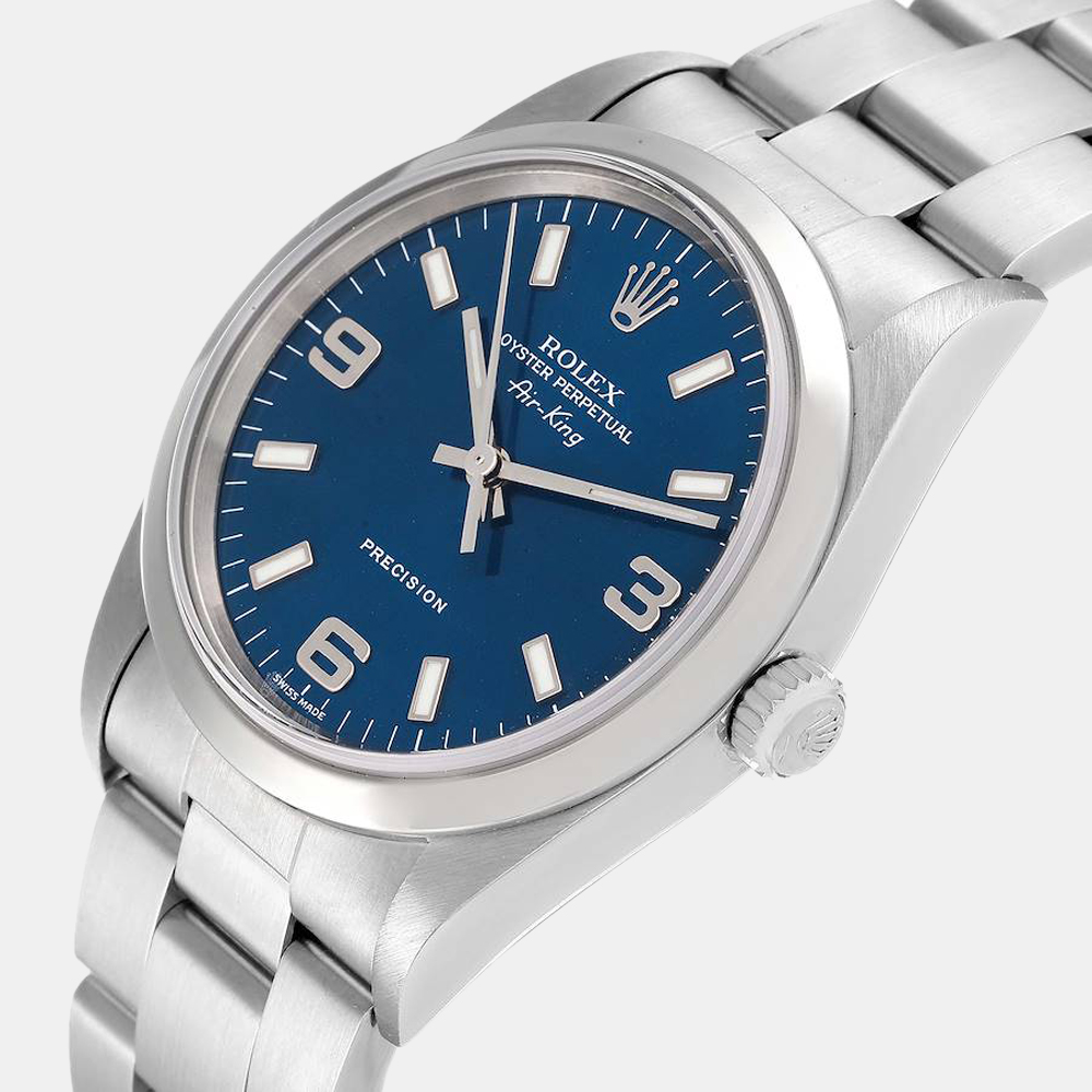 Rolex Blue Stainless Steel Air-King 14000 Automatic Men's Wristwatch 34 mm
Rolex Blue Stainless Steel Air-King 14000 Automatic Men's Wristwatch 34 mm