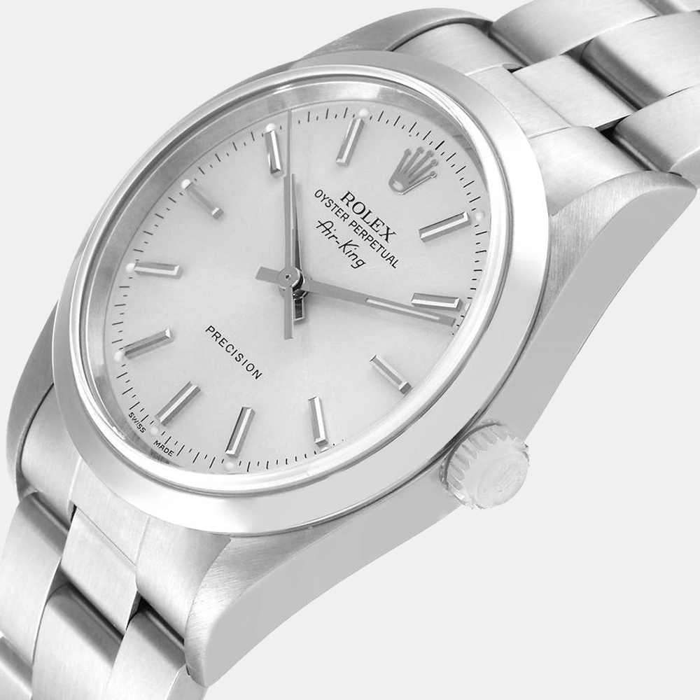 Rolex Silver Stainless Steel Air-King 14000 Automatic Men's Wristwatch 34 mm
Rolex Silver Stainless Steel Air-King 14000 Automatic Men's Wristwatch 34 mm
