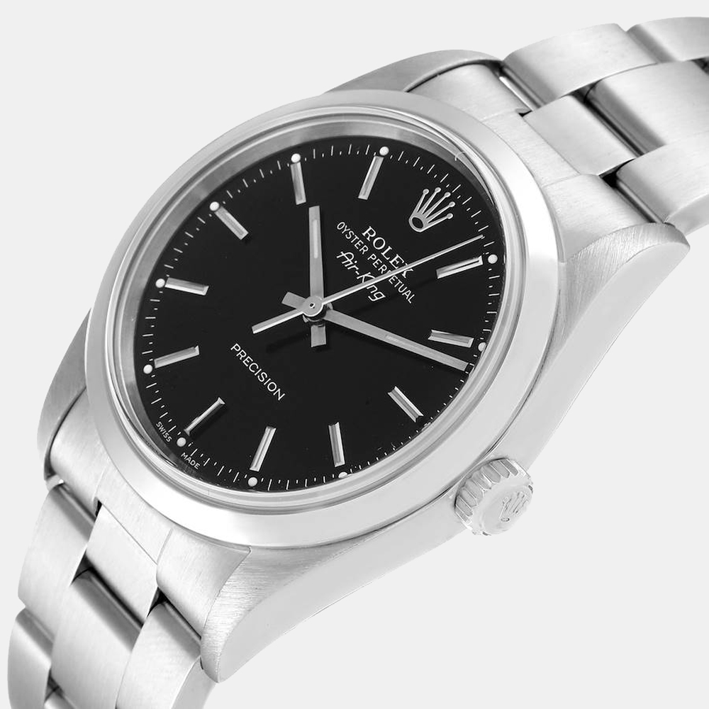 Rolex Black Stainless Steel Air-King 14000 Automatic Men's Wristwatch 34 mm
Rolex Black Stainless Steel Air-King 14000 Automatic Men's Wristwatch 34 mm