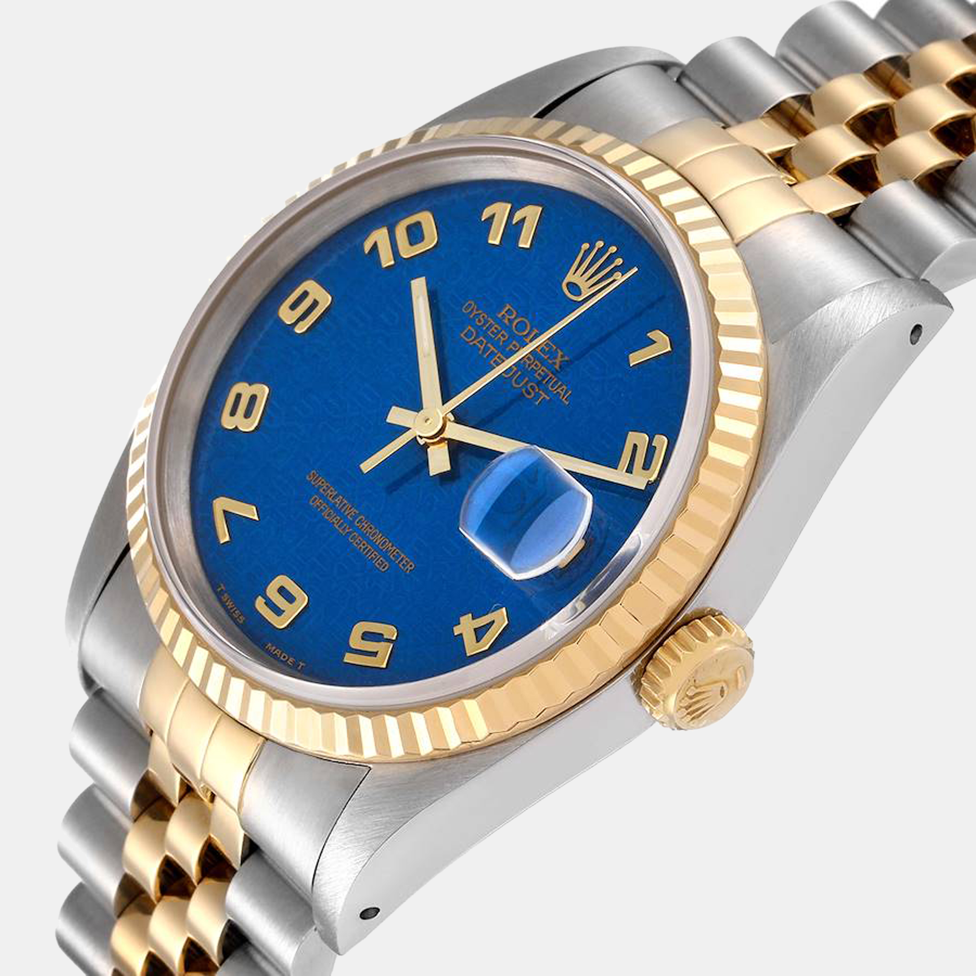 Rolex Blue 18k Yellow Gold And Stainless Steel Datejust 16233 Automatic Men's Wristwatch 36 mm
Rolex Blue 18k Yellow Gold And Stainless Steel Datejust 16233 Automatic Men's Wristwatch 36 mm
