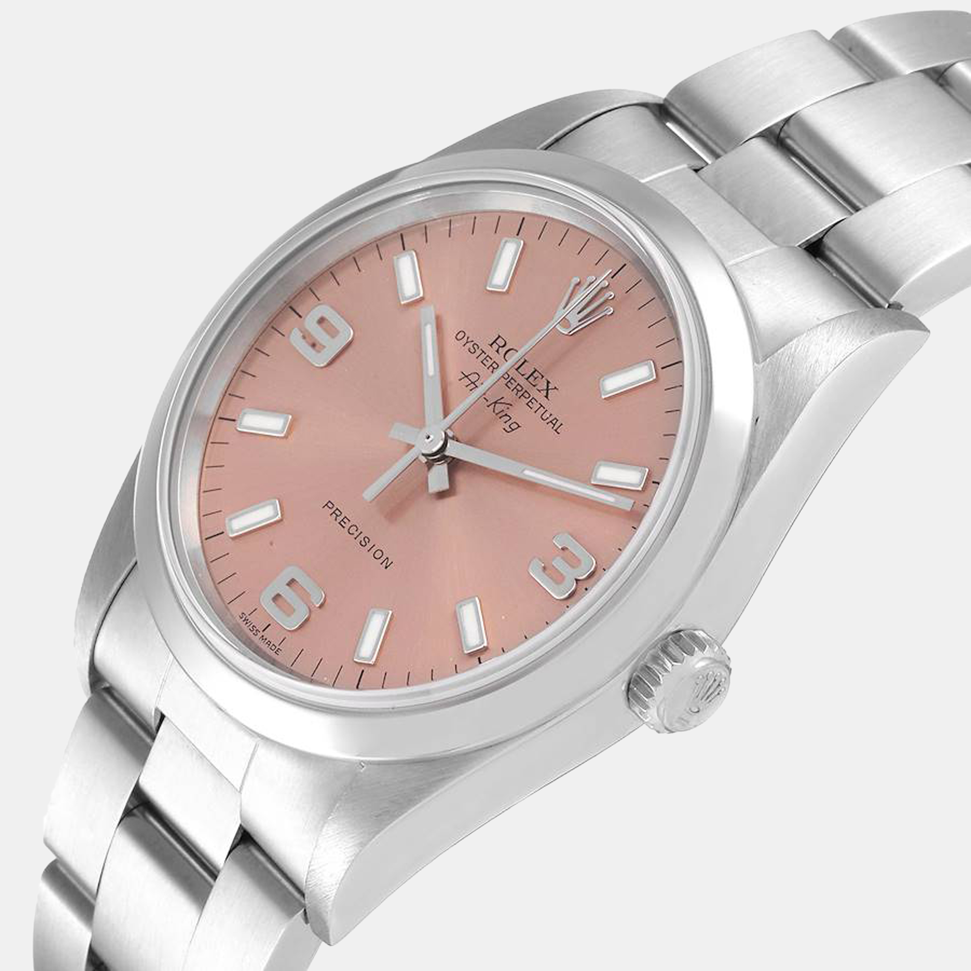 Rolex Pink Stainless Steel Air-King 14000 Automatic Men's Wristwatch 34 mm
Rolex Pink Stainless Steel Air-King 14000 Automatic Men's Wristwatch 34 mm