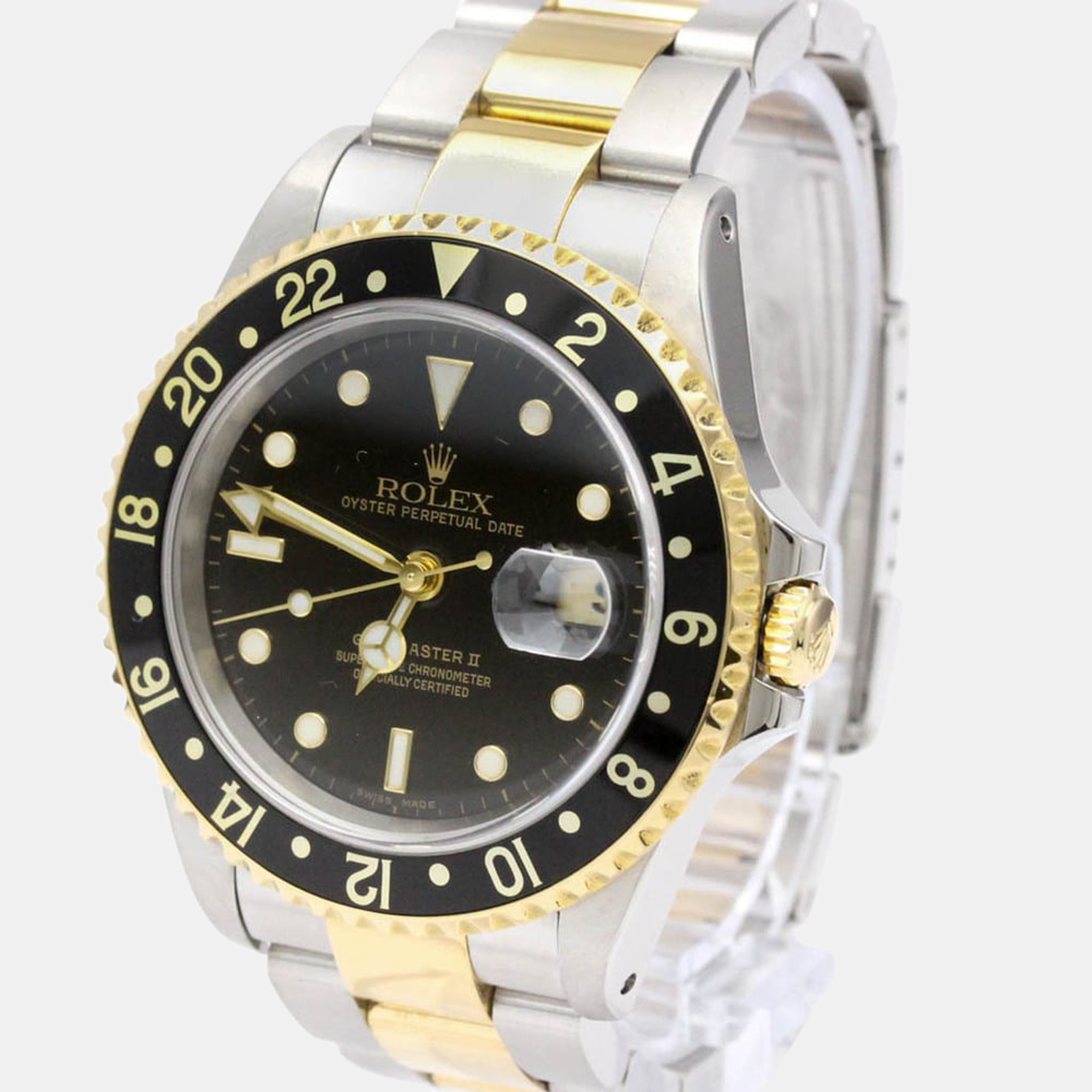 Rolex Black 18k Yellow Gold And Stainless Steel GMT-Master II 16713 Automatic Men's Wristwatch 40 Mm