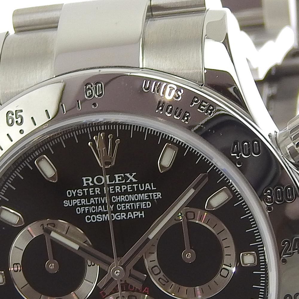 Rolex Black Stainless Steel Cosmograph Daytona 116520 Automatic Men's Wristwatch 40 Mm