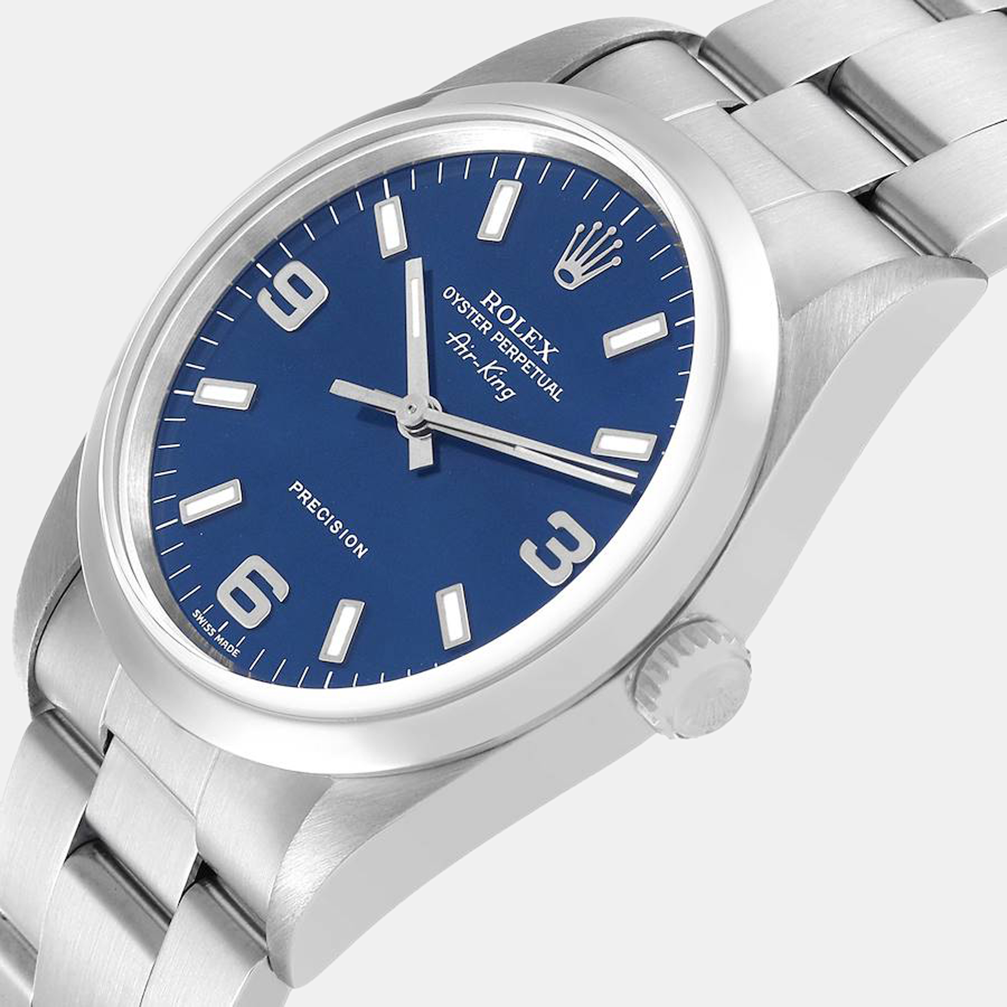 Rolex Blue Stainless Steel Air-King 14000 Automatic Men's Wristwatch 34 mm
Rolex Blue Stainless Steel Air-King 14000 Automatic Men's Wristwatch 34 mm
