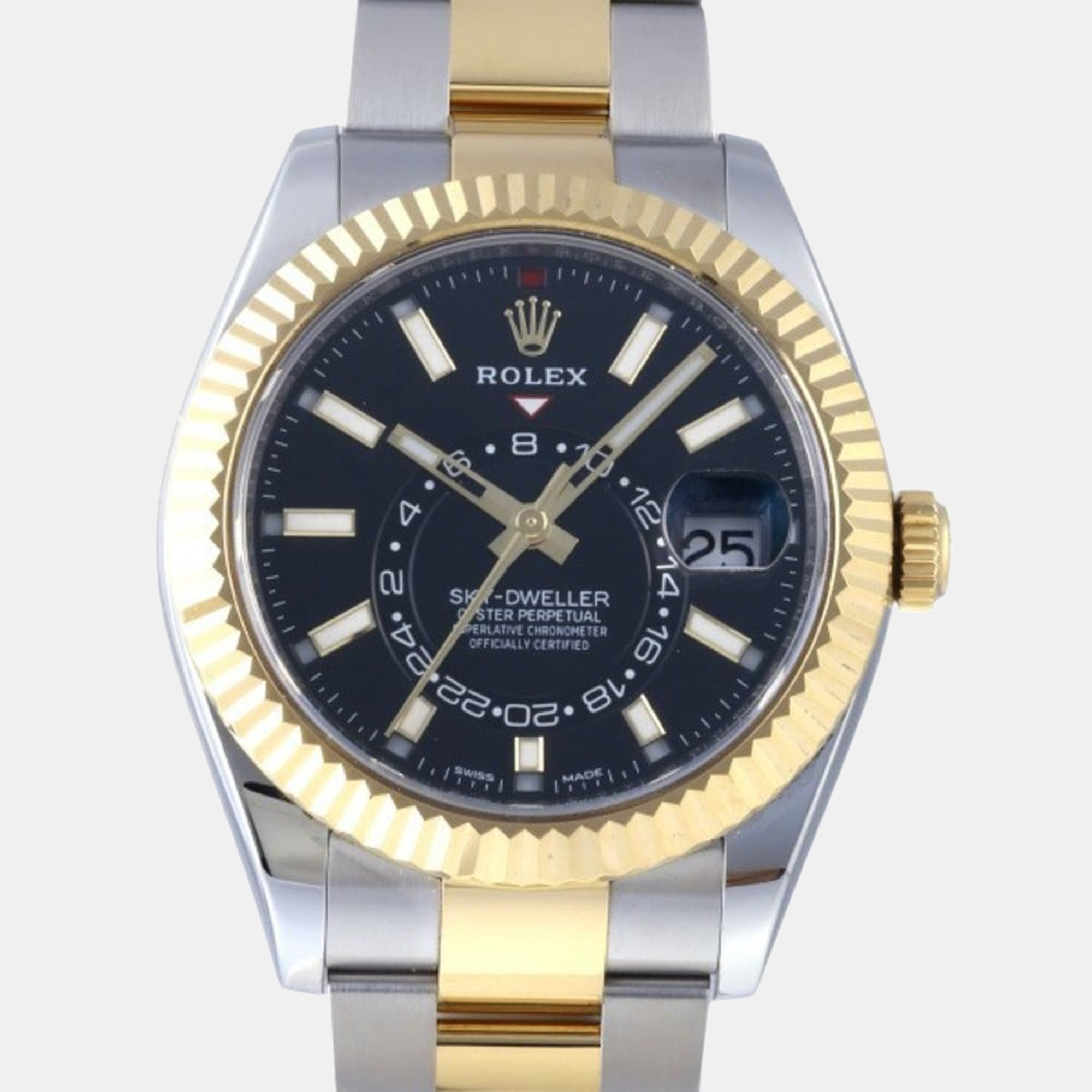 Rolex Black 18k Yellow Gold And Stainless Steel Sky-Dweller 326933 Automatic Men's Wristwatch 42 Mm