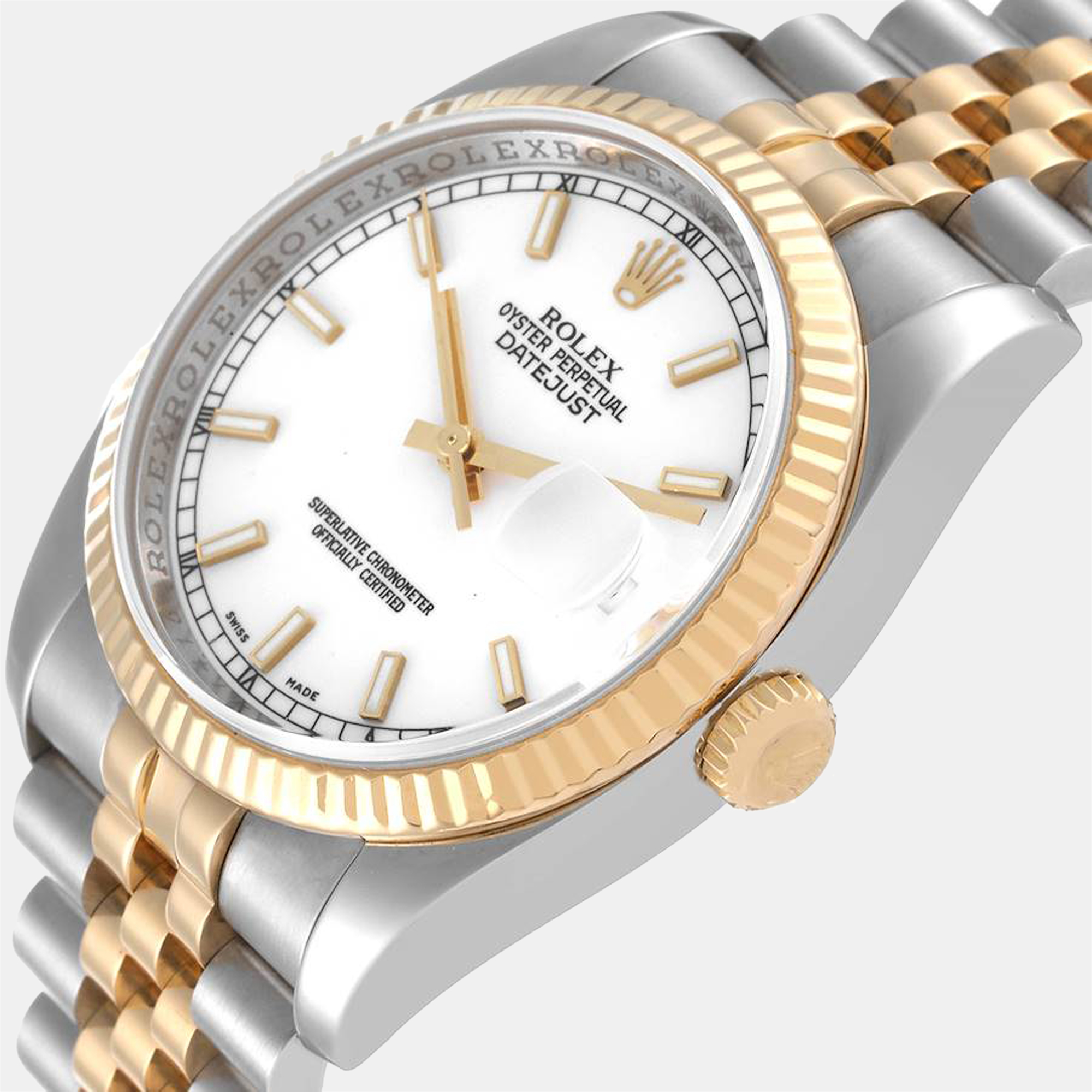 Rolex White 18k Yellow Gold And Stainless Steel Datejust 16233 Men's Wristwatch 36 mm
Rolex White 18k Yellow Gold And Stainless Steel Datejust 16233 Men's Wristwatch 36 mm