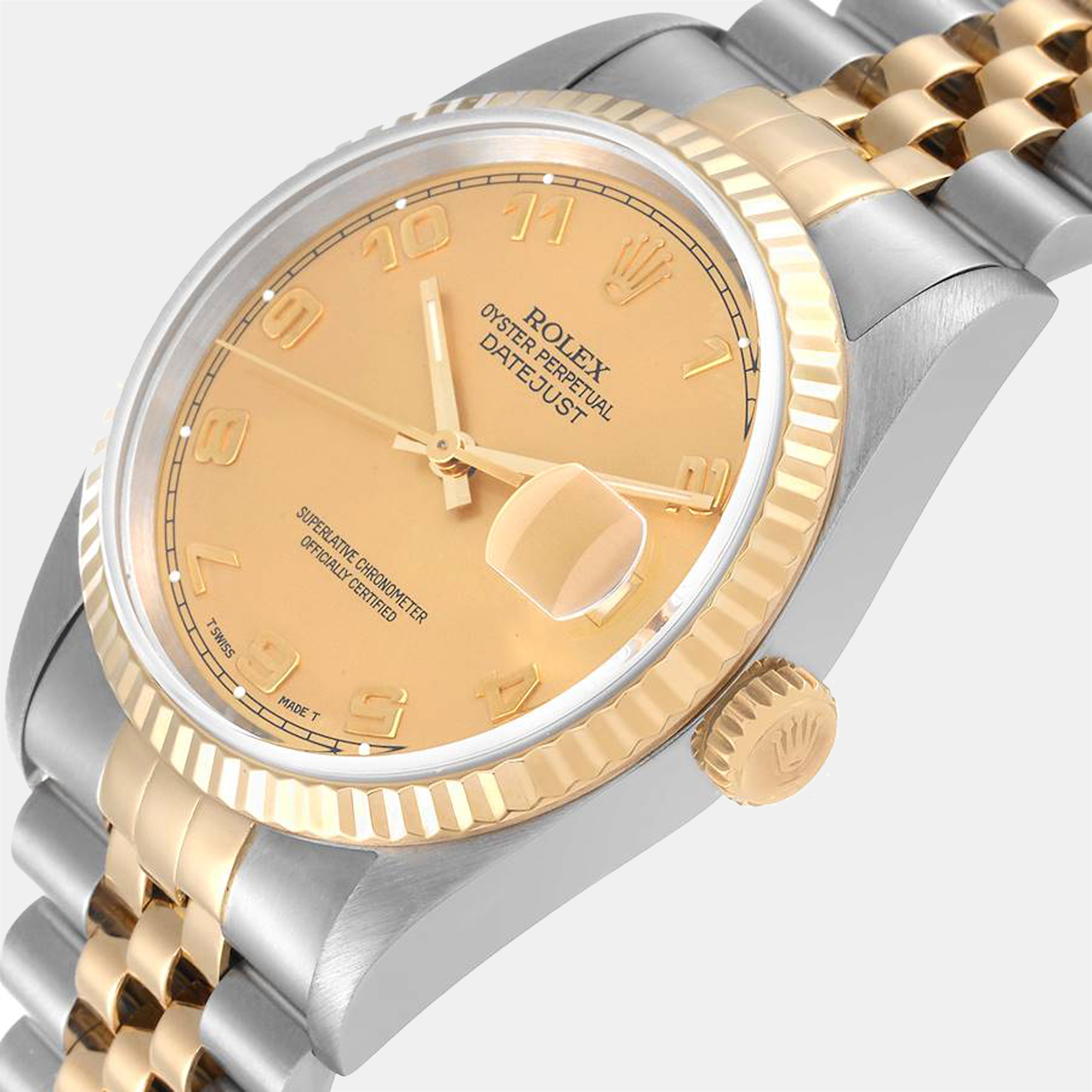 Rolex Champagne 18k Yellow Gold And Stainless Steel Datejust 16233 Men's Wristwatch 36 mm
Rolex Champagne 18k Yellow Gold And Stainless Steel Datejust 16233 Men's Wristwatch 36 mm