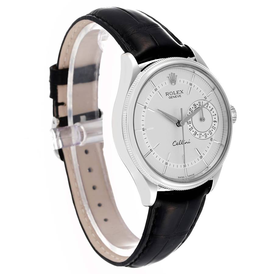 Rolex Silver 18K White Gold Cellini Date 50519 Automatic 50519 Men's Wristwatch 39 Mm