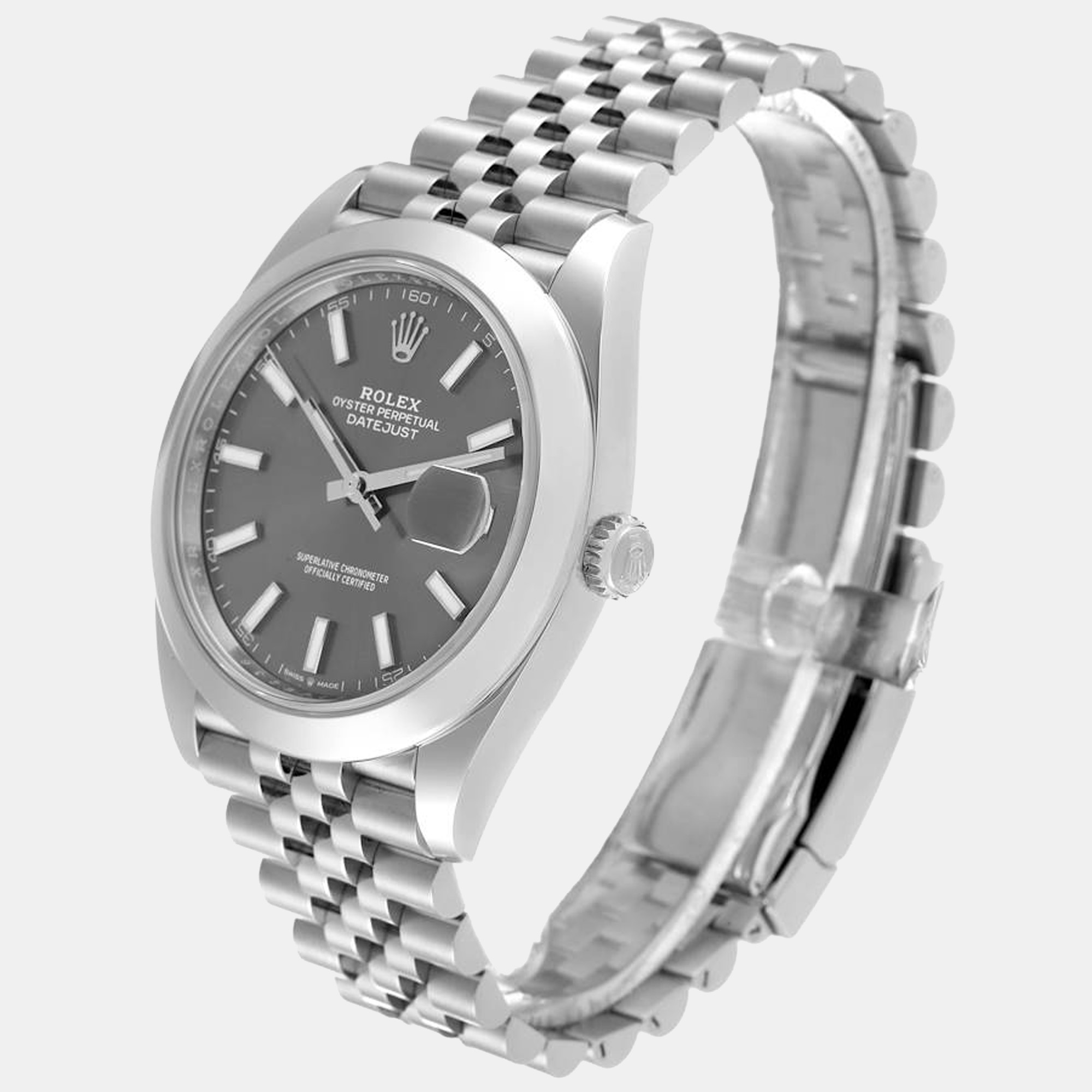 Rolex Grey Stainless Steel Datejust 126300 Automatic Men's Wristwatch 41 Mm