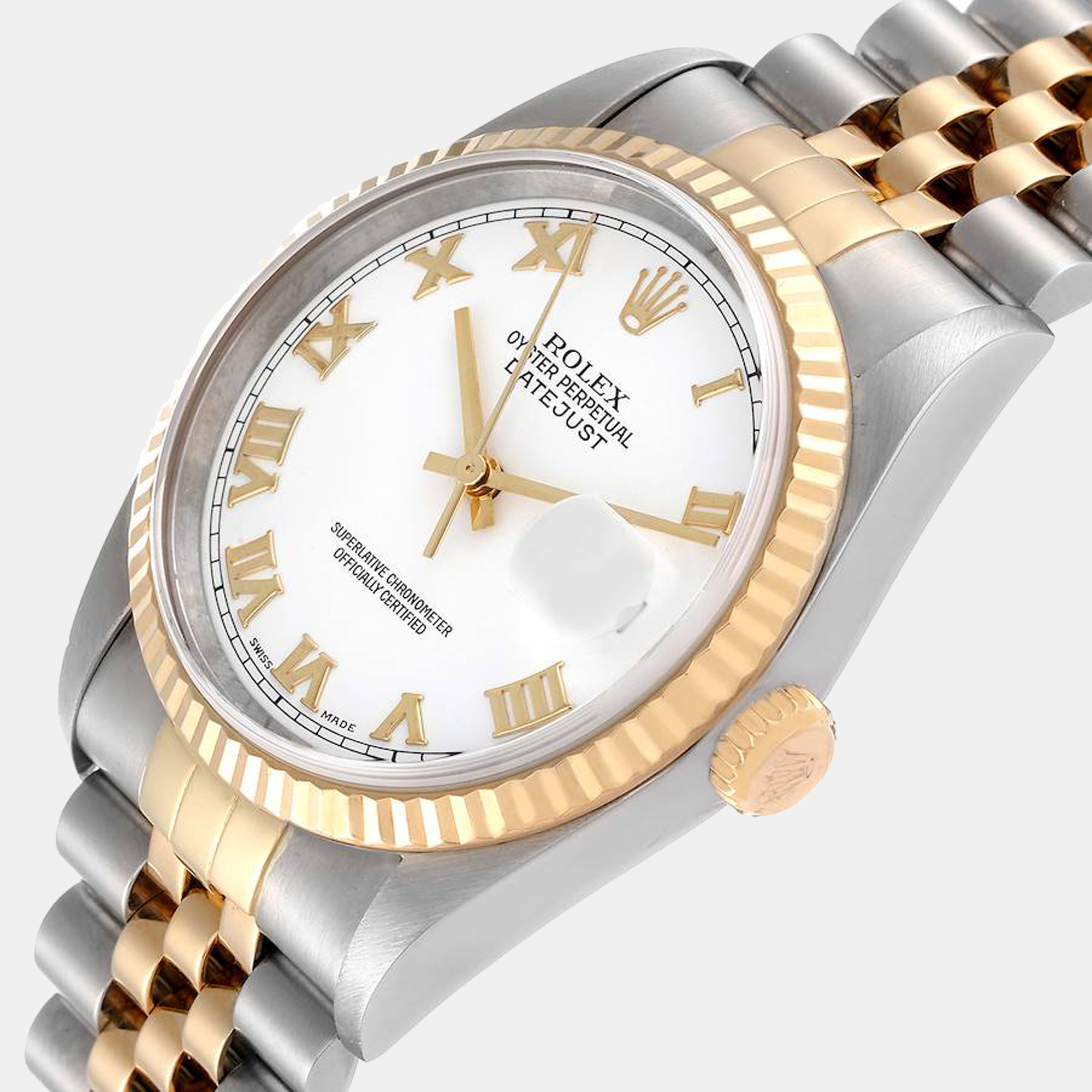 Rolex White 18K Yellow Gold And Stainless Steel Datejust 16233 Men's Wristwatch 36 mm
Rolex White 18K Yellow Gold And Stainless Steel Datejust 16233 Men's Wristwatch 36 mm