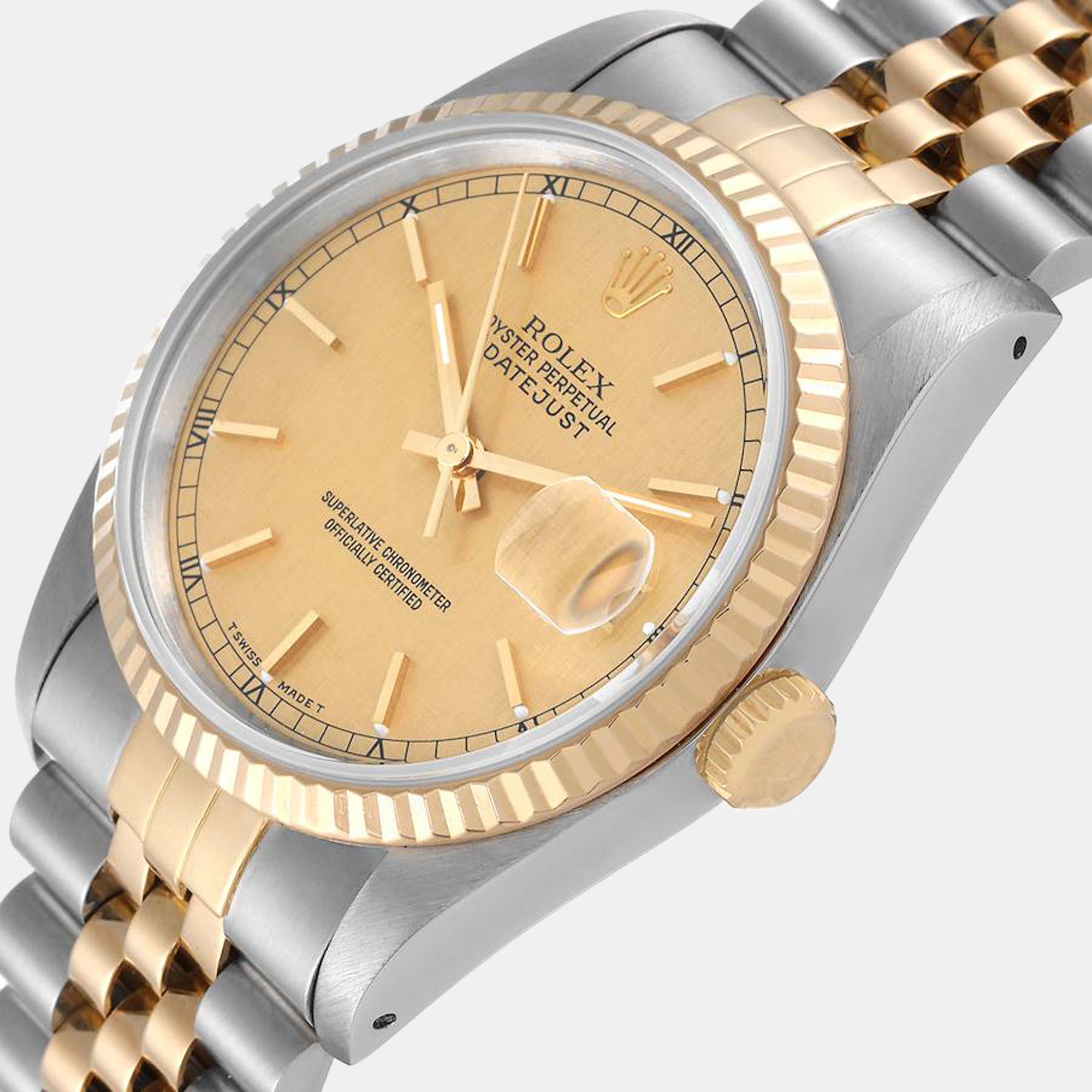 Rolex Champagne 18K Yellow Gold And Stainless Steel Datejust 16233 Men's Wristwatch 36 mm
Rolex Champagne 18K Yellow Gold And Stainless Steel Datejust 16233 Men's Wristwatch 36 mm
