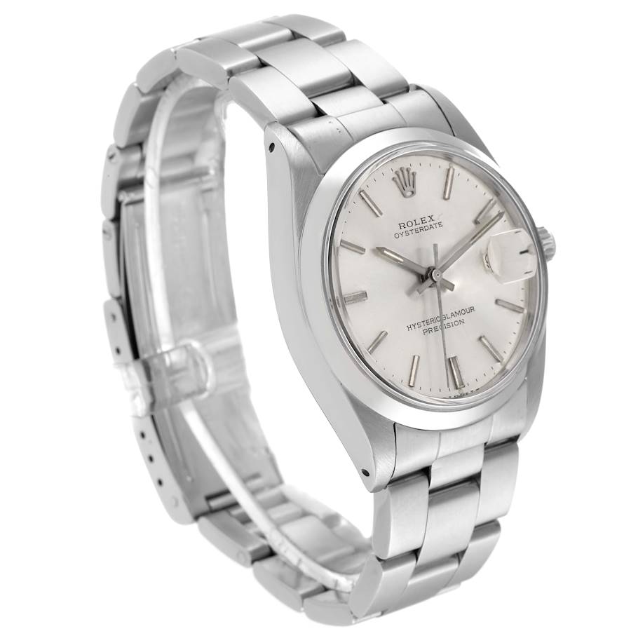 Rolex Silver Stainless Steel Oysterdate 6694 Men's Wristwatch 35 Mm