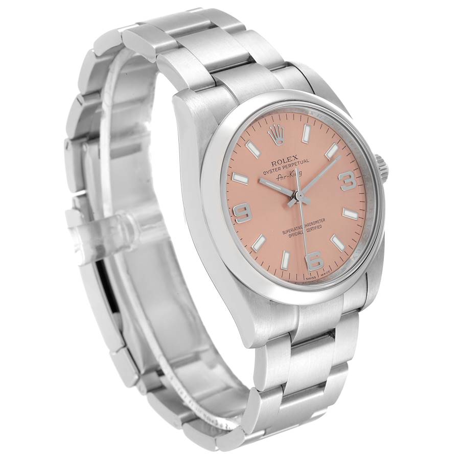 Rolex Pink Stainless Steel Air-King 114200 Men's Wristwatch 34 Mm