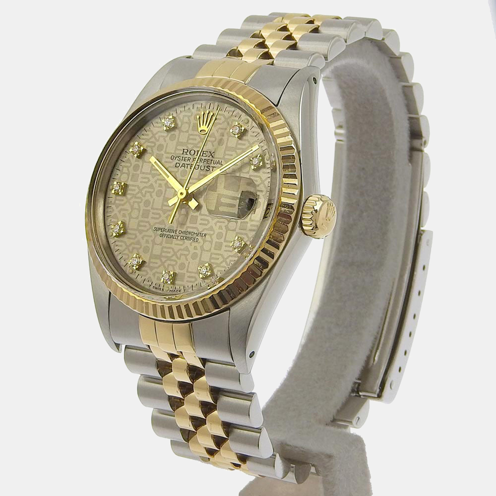 Rolex Grey Yellow Gold Stainless Steel and Diamond Datejust 16013G Automatic Men's Wristwatch
Rolex Grey Yellow Gold Stainless Steel and Diamond Datejust 16013G Automatic Men's Wristwatch