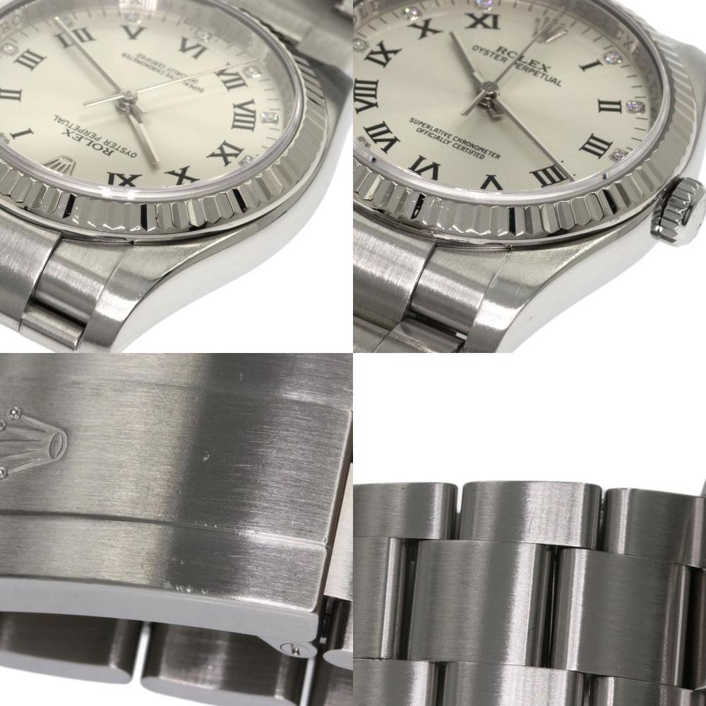 Rolex Silver Diamonds Stainless Steel Oyster Perpetual 116034 Men's Wristwatch 36 Mm