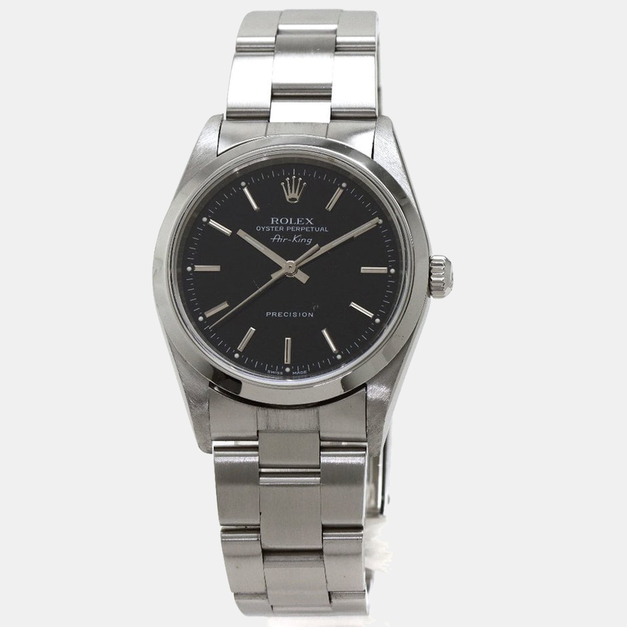 Rolex black stainless steel air-king 14000 men's wristwatch 34 mm