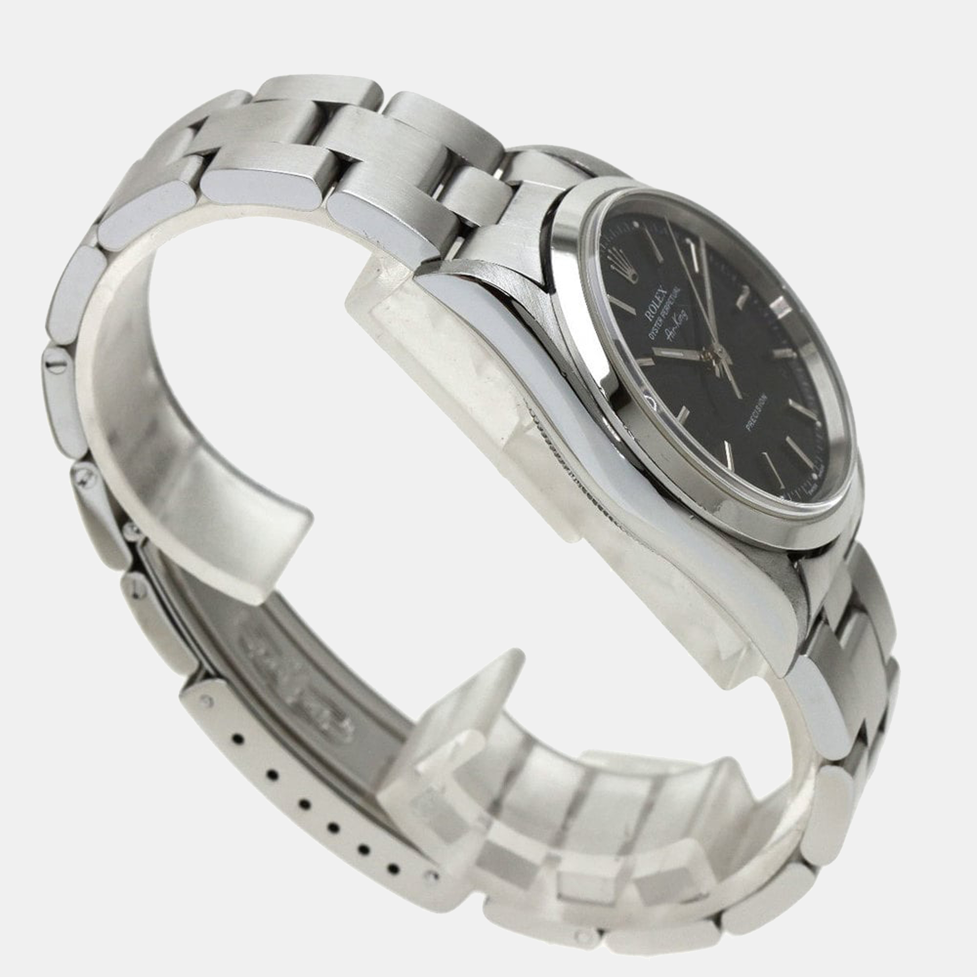 Rolex Black Stainless Steel Air-King 14000 Men's Wristwatch 34 Mm