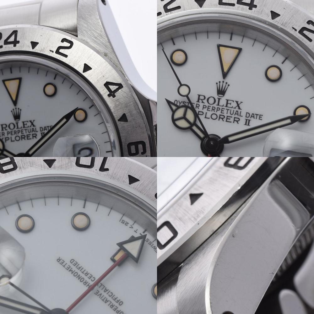 Rolex White Stainless Steel Explorer II 16570 Men's Wristwatch 40 Mm