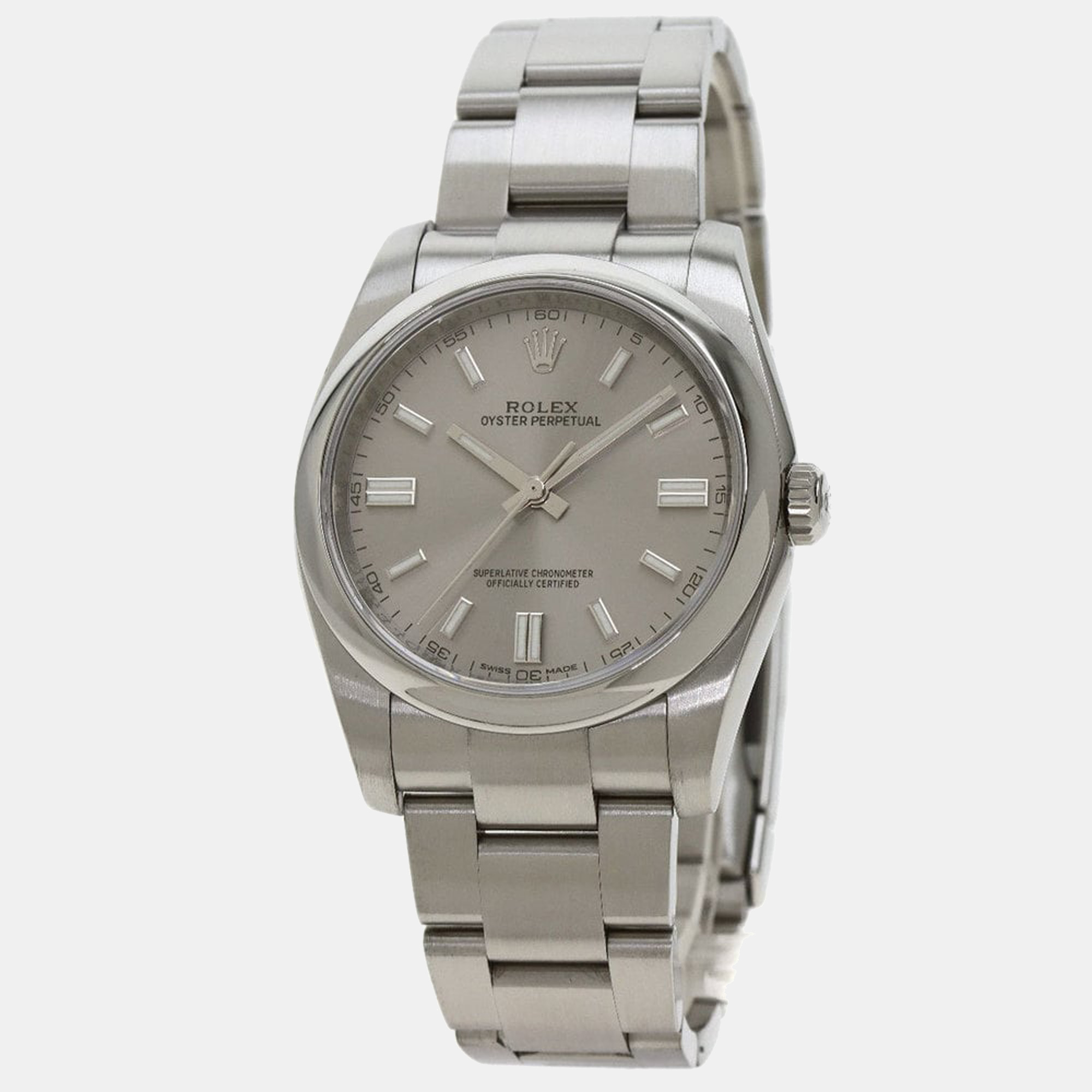 Rolex Grey Stainless Steel Oyster Perpetual 116000 Men's Wristwatch 36 Mm