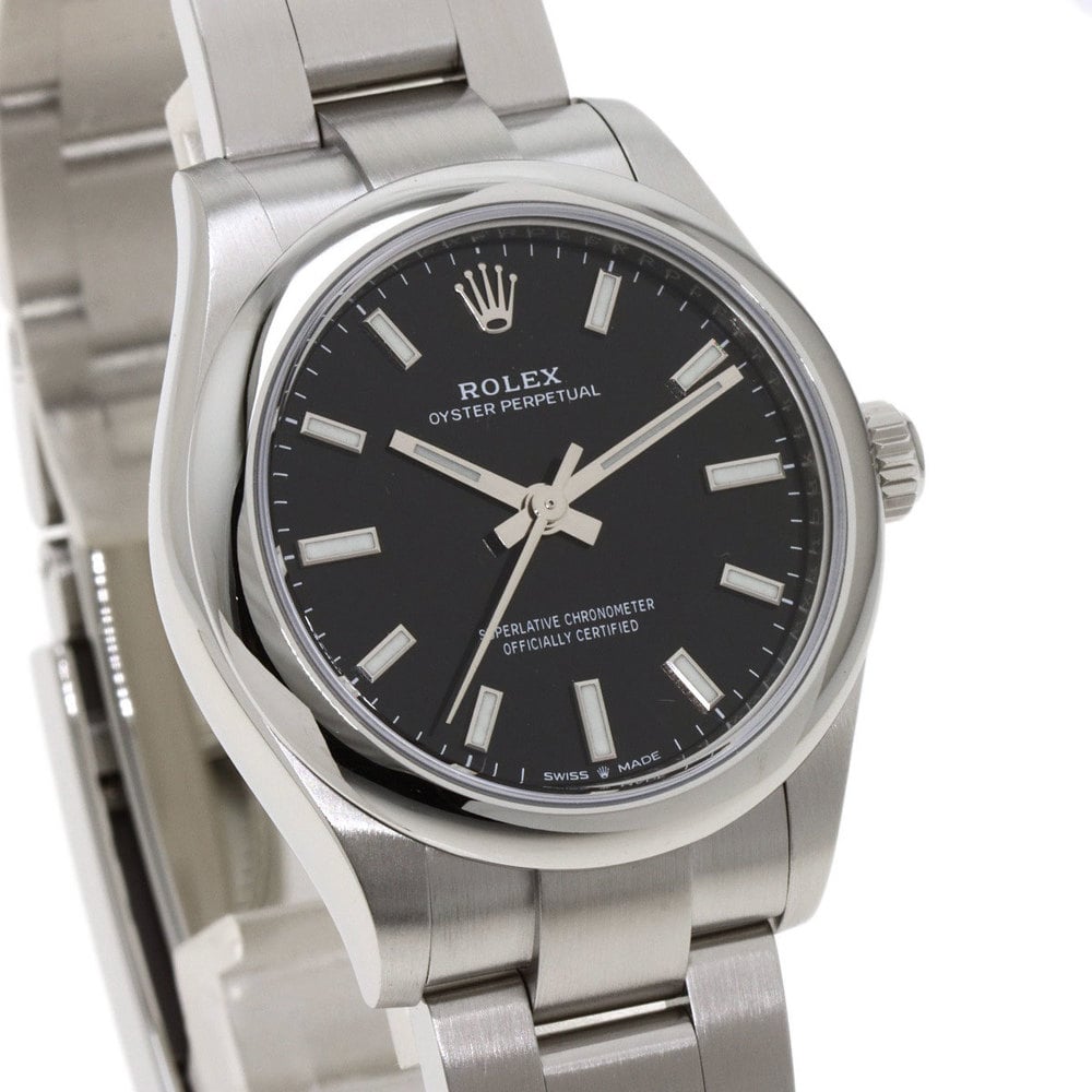 Rolex Black Stainless Steel Oyster Perpetual 277200 Men's Wristwatch 31 Mm