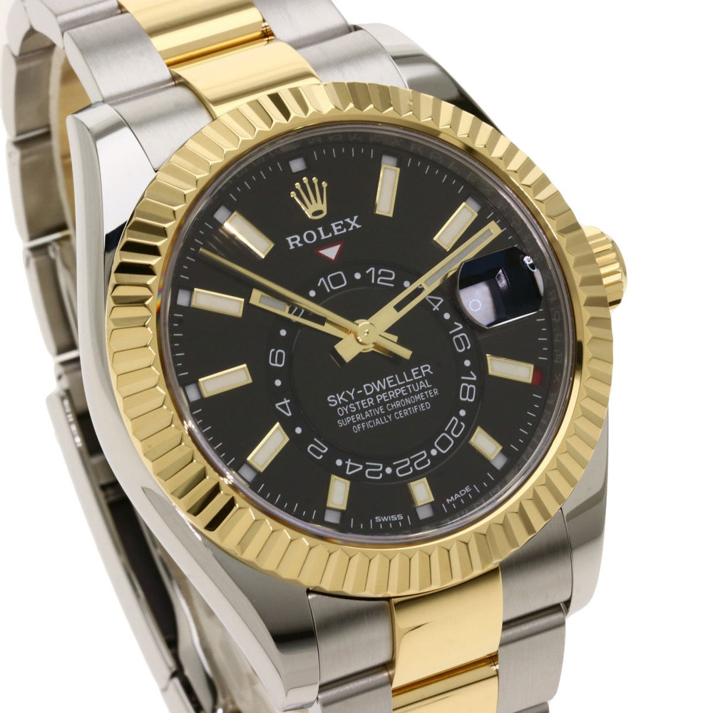 Rolex Black 18K Yellow Gold And Stainless Steel Sky-Dweller 326933 Men's Wristwatch 42 Mm