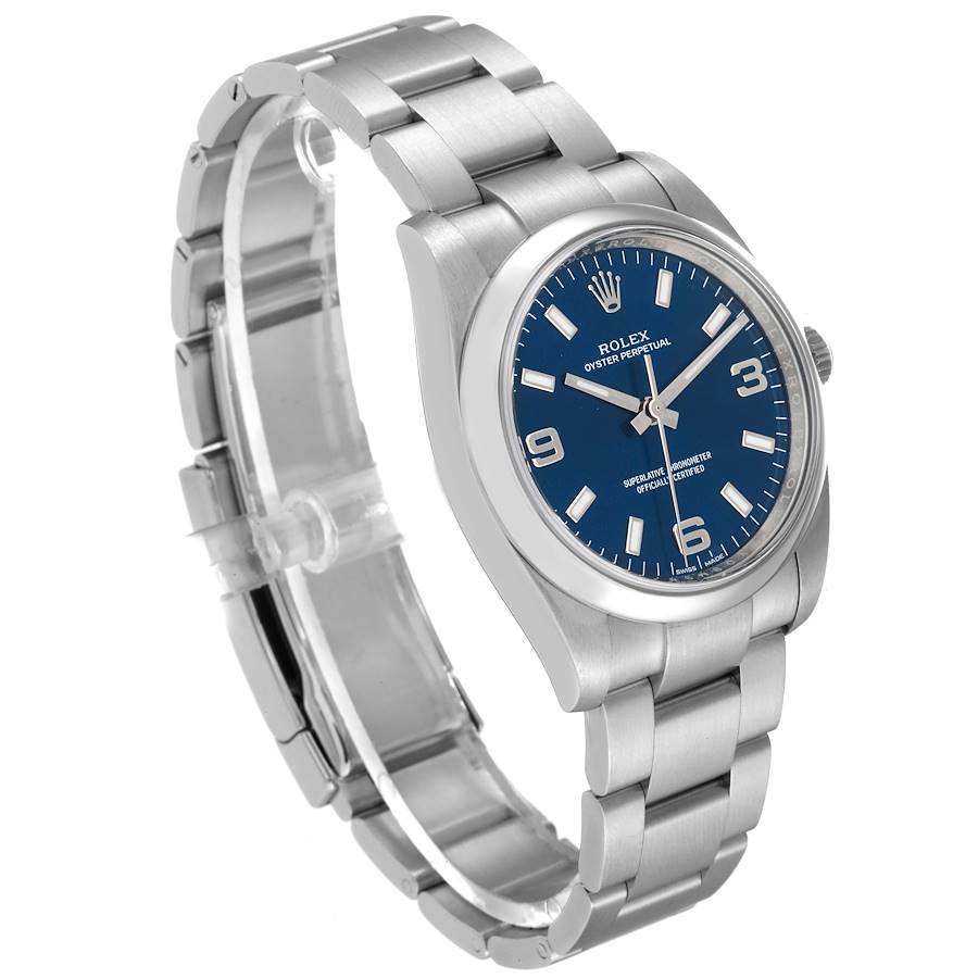 Rolex Blue Stainless Steel Air-King 15200 Men's Wristwatch 34 Mm