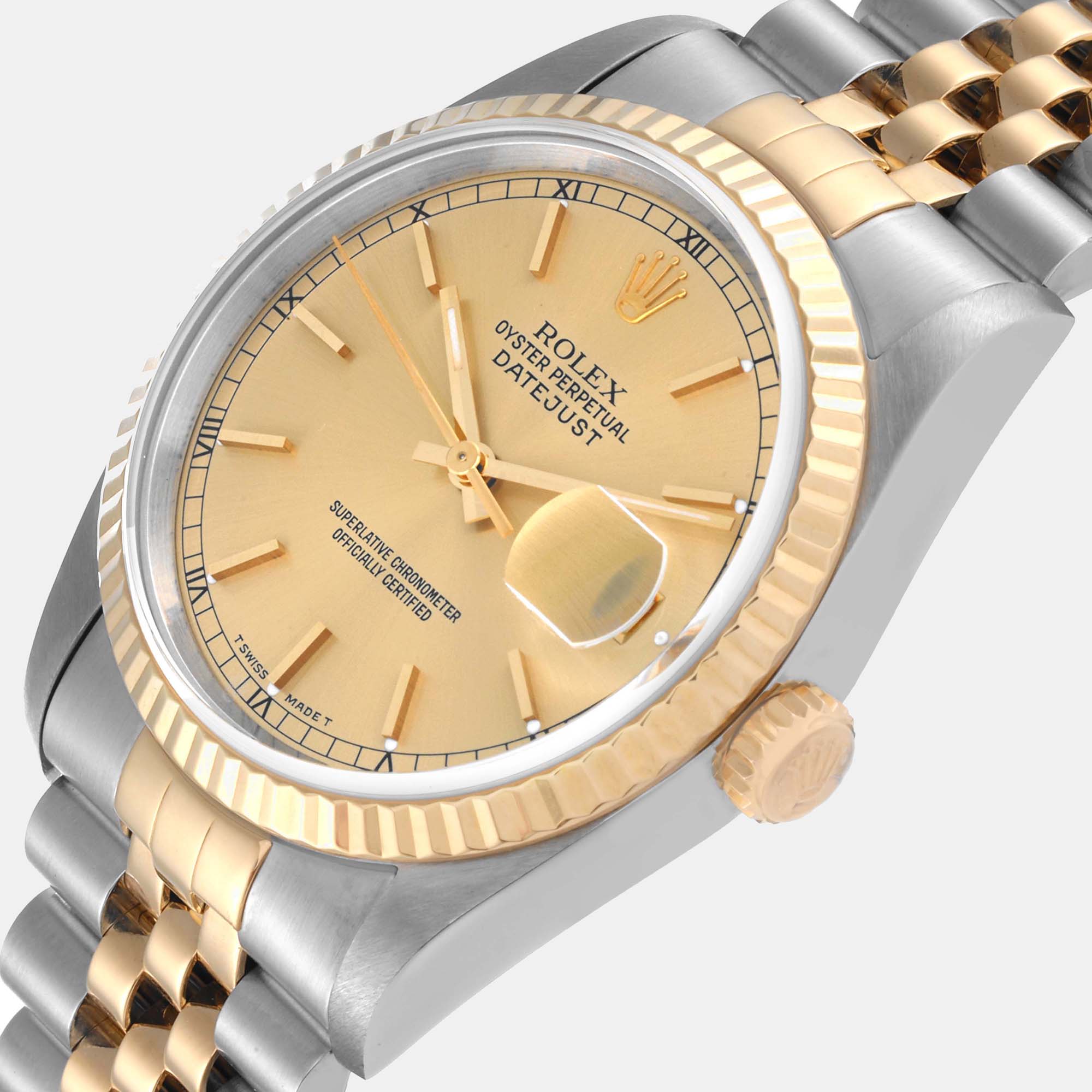 Rolex Champagne 18k Yellow Gold And Stainless Steel Datejust 16233 Men's Wristwatch 36 mm
Rolex Champagne 18k Yellow Gold And Stainless Steel Datejust 16233 Men's Wristwatch 36 mm