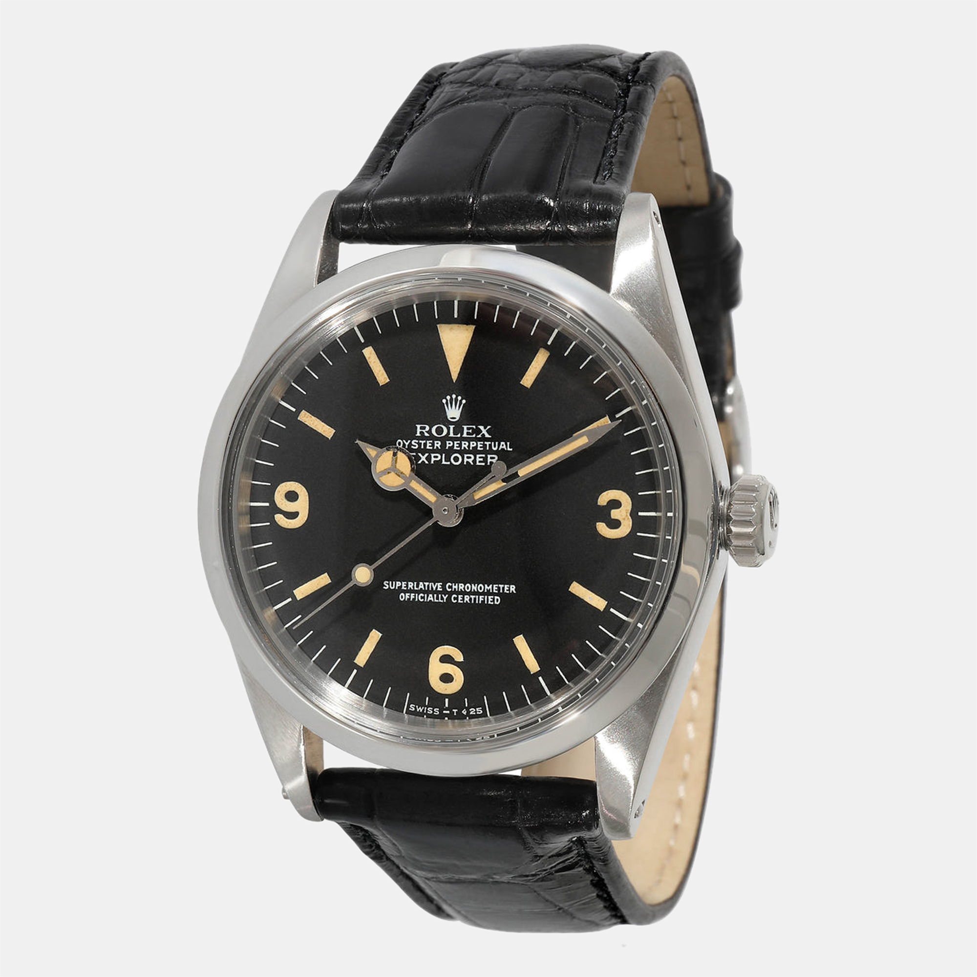 Rolex black stainless steel explorer 1016 men's wristwatch 36 mm