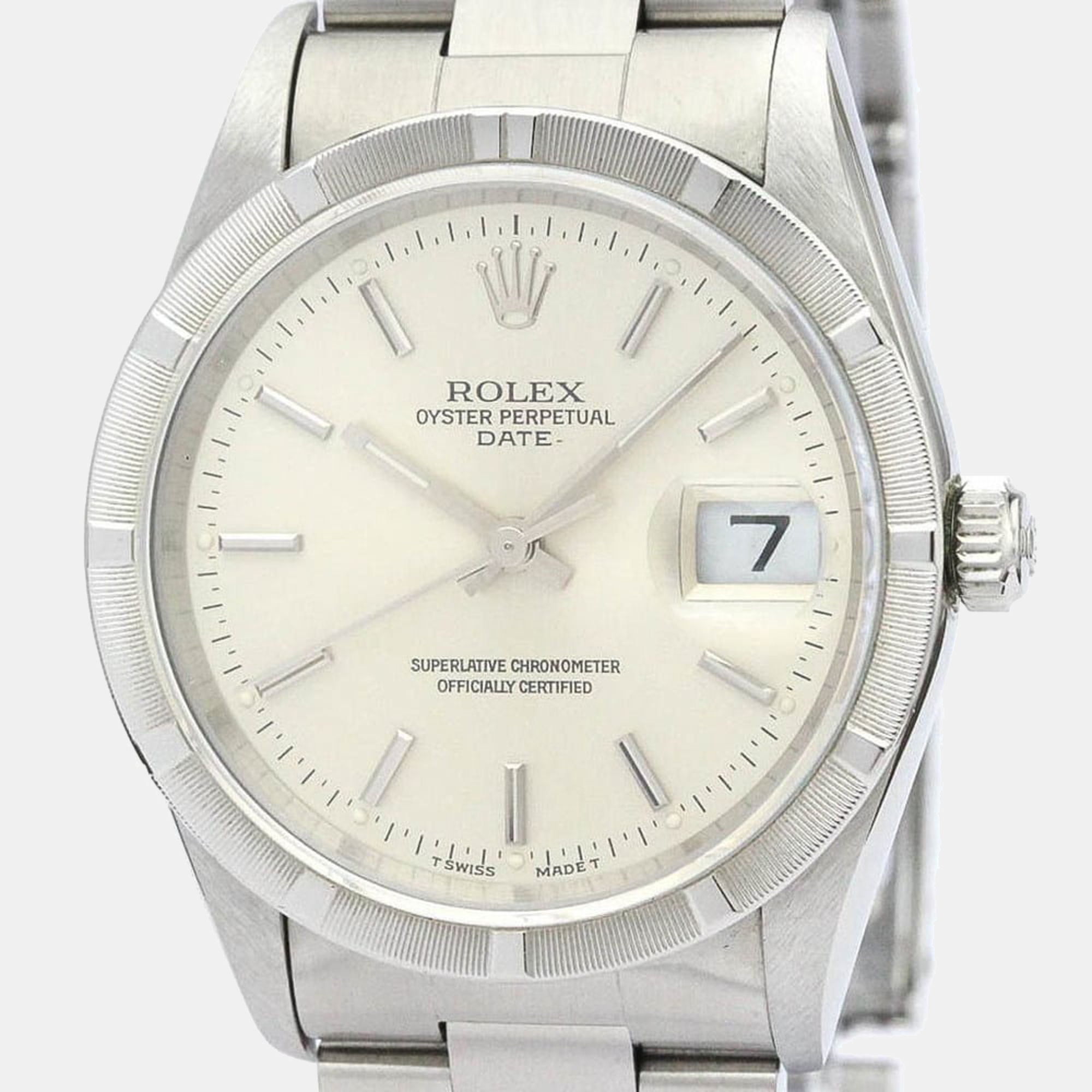 Rolex Silver Stainless Steel Oyster Perpetual 15210 Automatic Men's Wristwatch 34mm