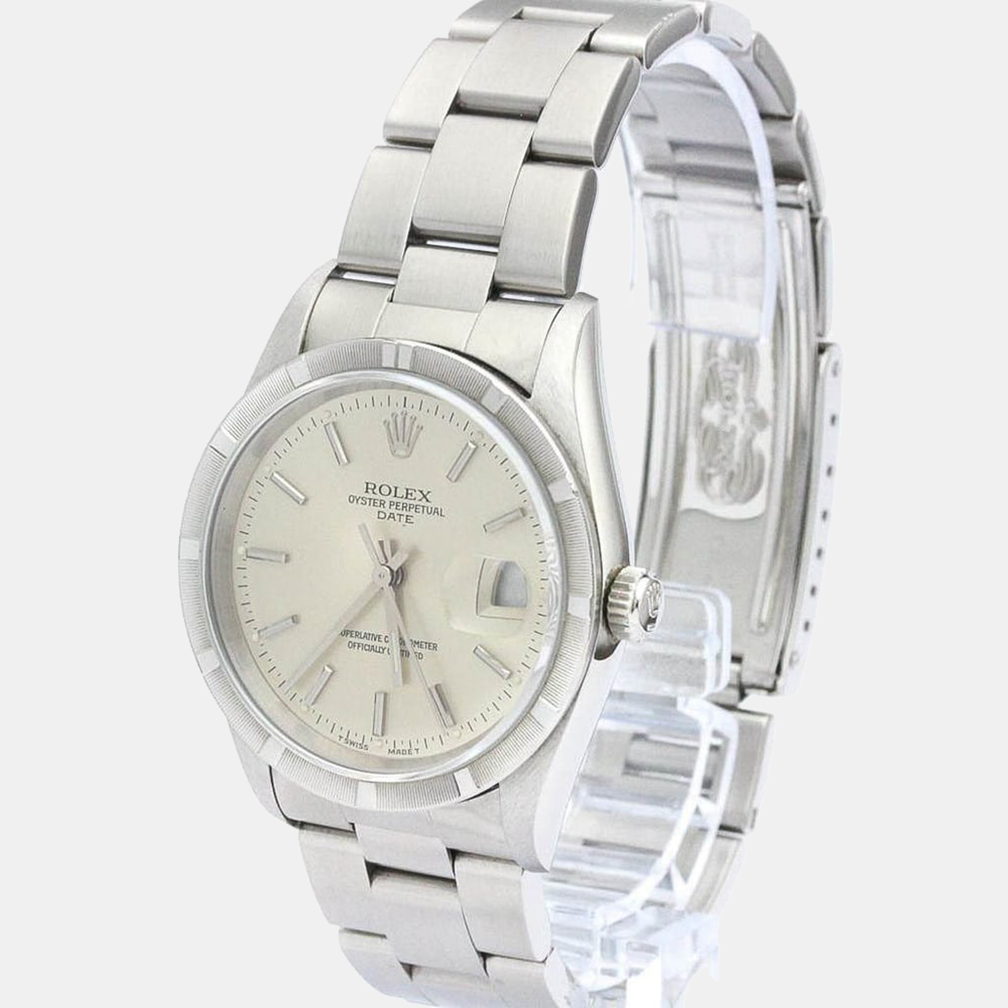 Rolex Silver Stainless Steel Oyster Perpetual 15210 Automatic Men's Wristwatch 34mm